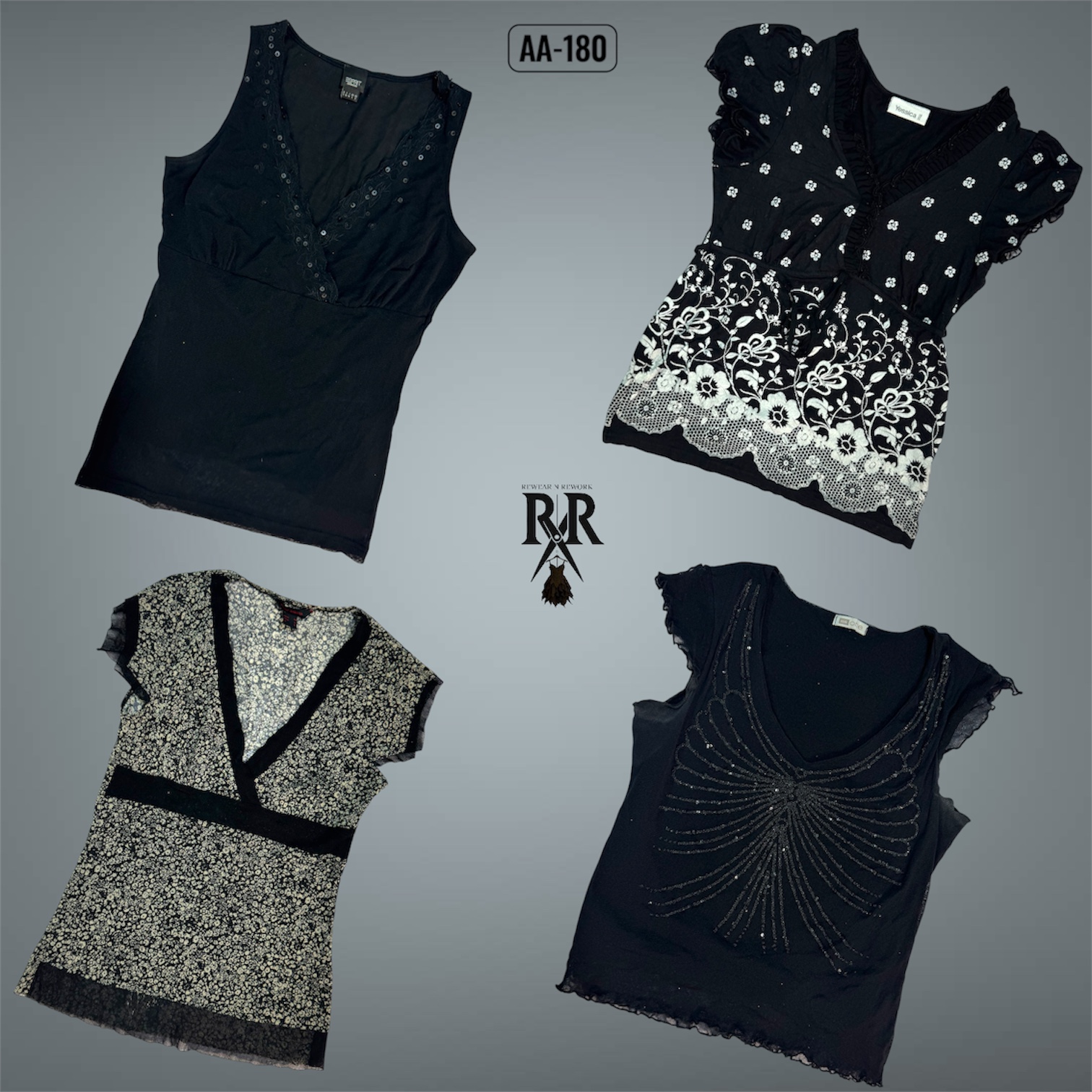 Y2K All Black Gothic Sleeveless Tops (AA-180)