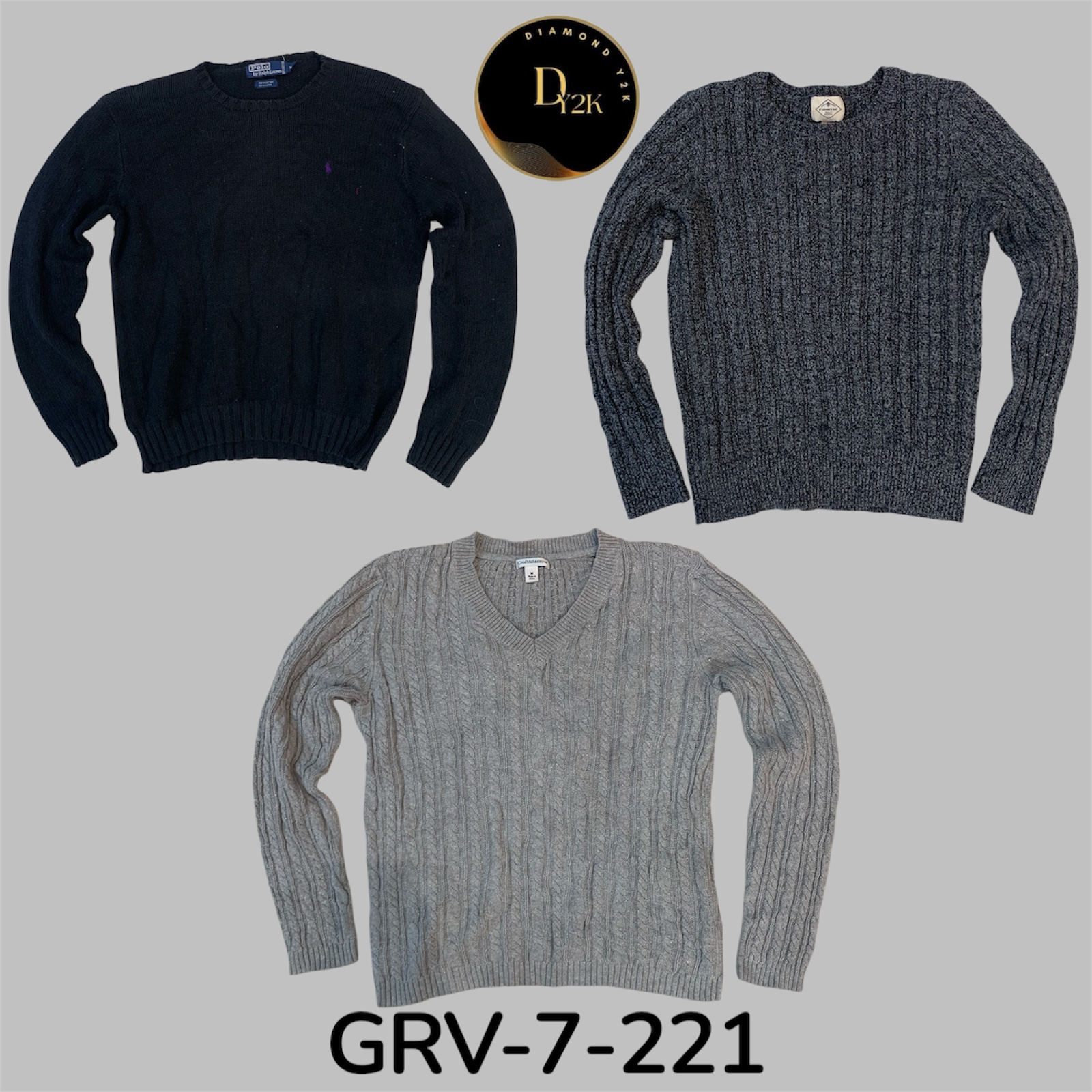 Gray and Black Cable Sweater – Timeless Knit, Y2K Vibes (GRV-7-221)