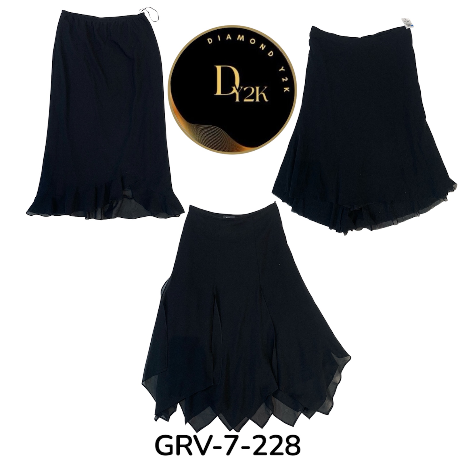 Y2K Black Poly Skirt – Timeless 2000s Style (GRV-7-228)