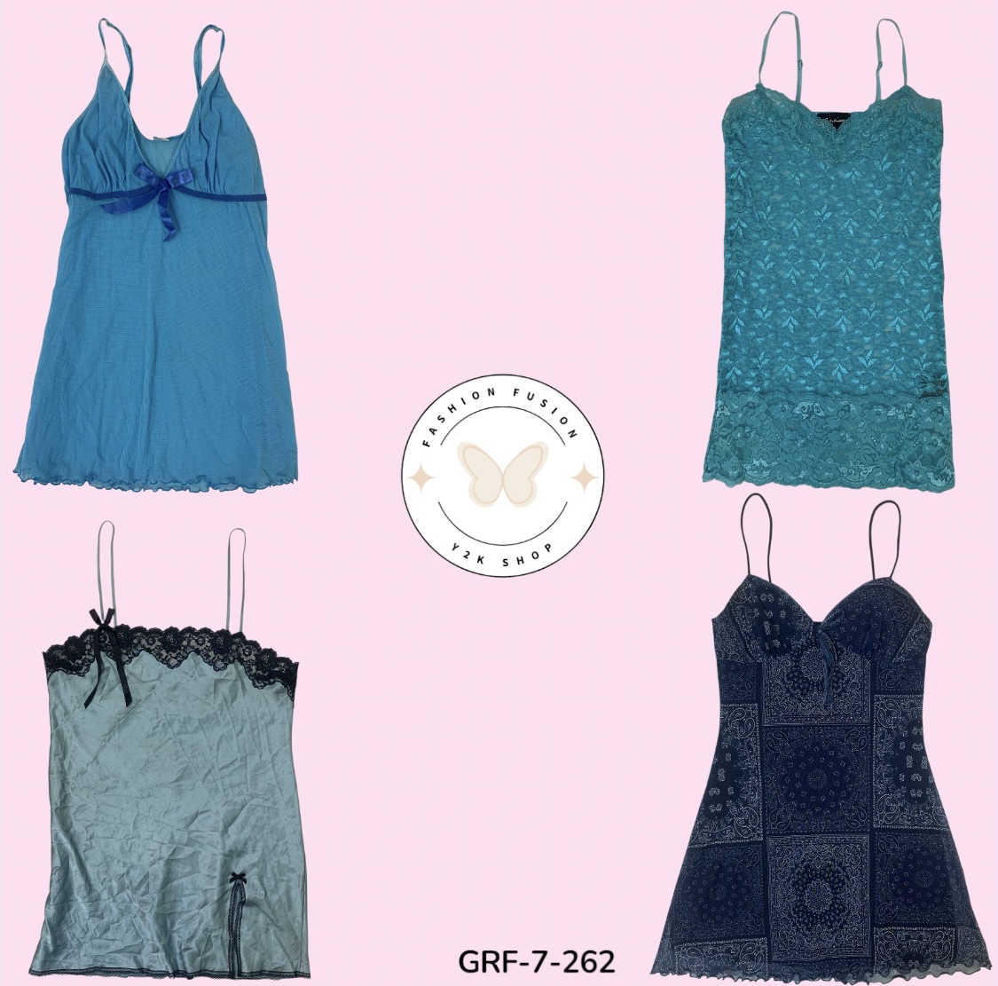 Blau bedrucktes Spaghetti-Stripkleid – Sommer-Essential (PR-7-153)