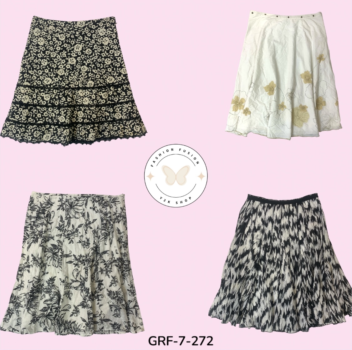 Jupe en coton imprimée blanche – Essentiel d'été (GRF-7-272)