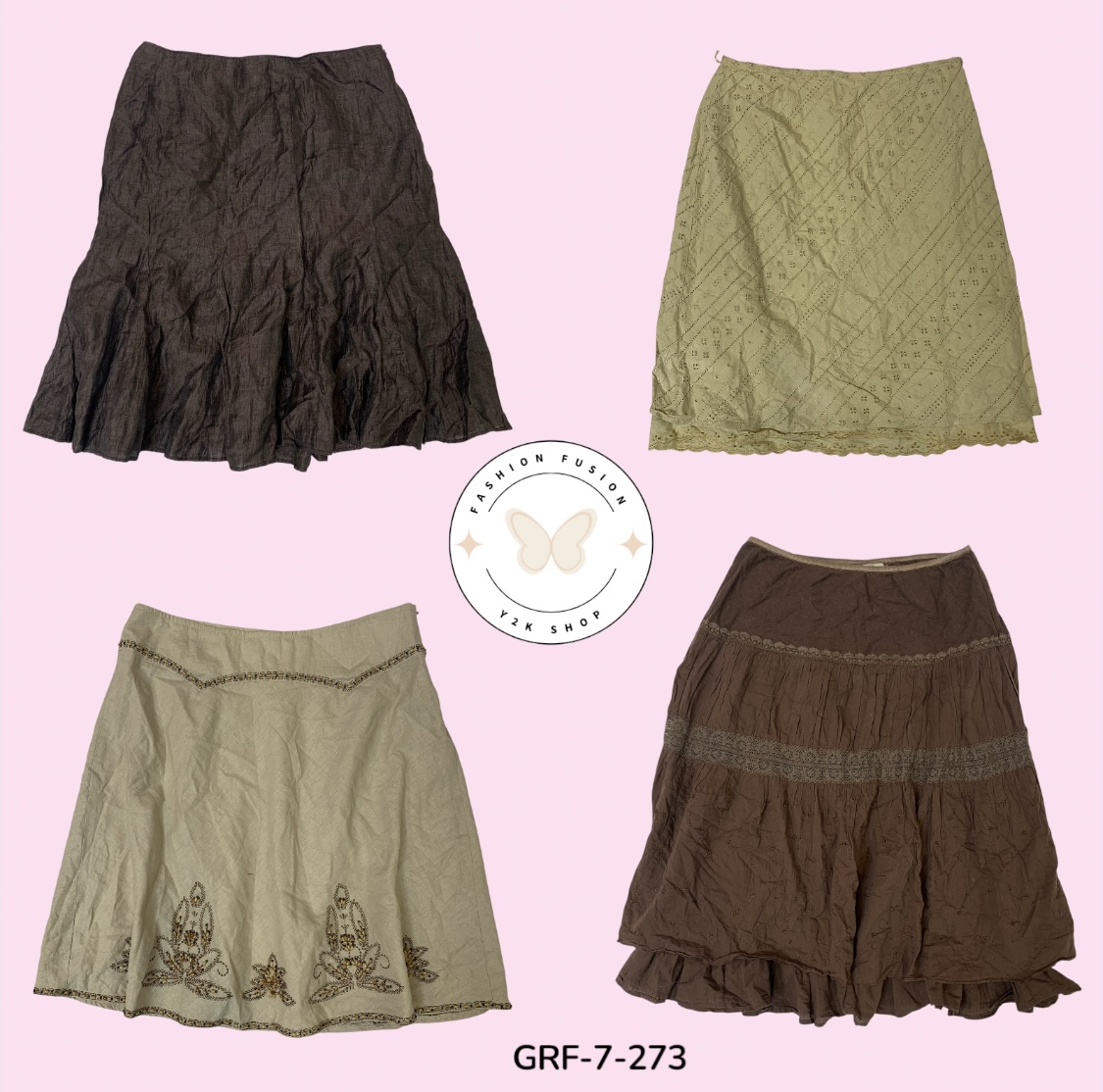 Jupe en coton imprimée marron – Indispensable du style quotidien (GRF-7-273)