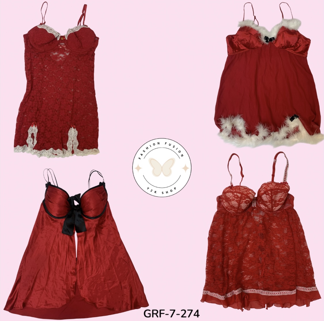 Babydoll Rouge Audacieux | Mignon se Rencontre en Une Robe (GRF-7-274)