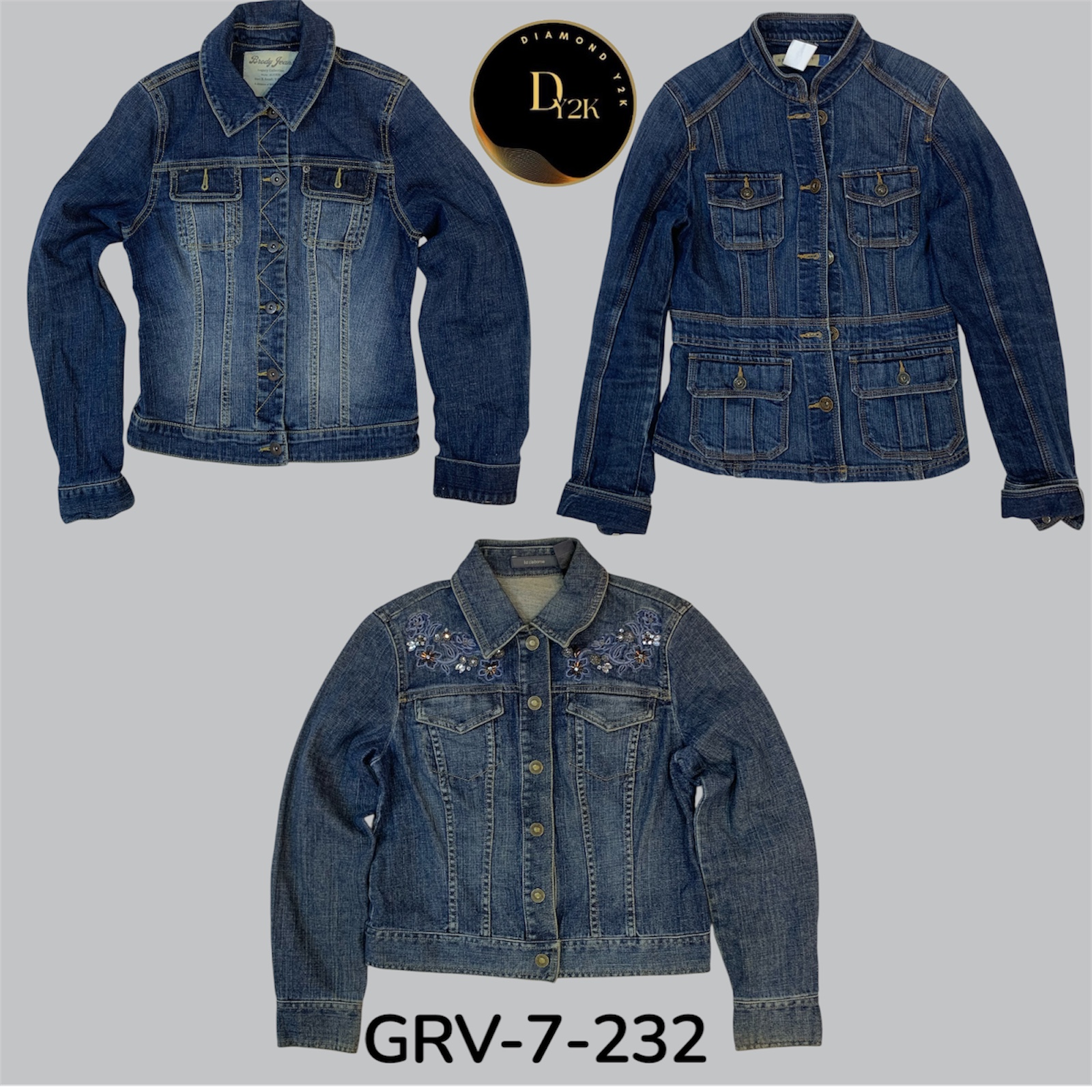 Y2K Blue Denim Jacket – Retro 2000s Style, Iconic Look (GRV-7-232)