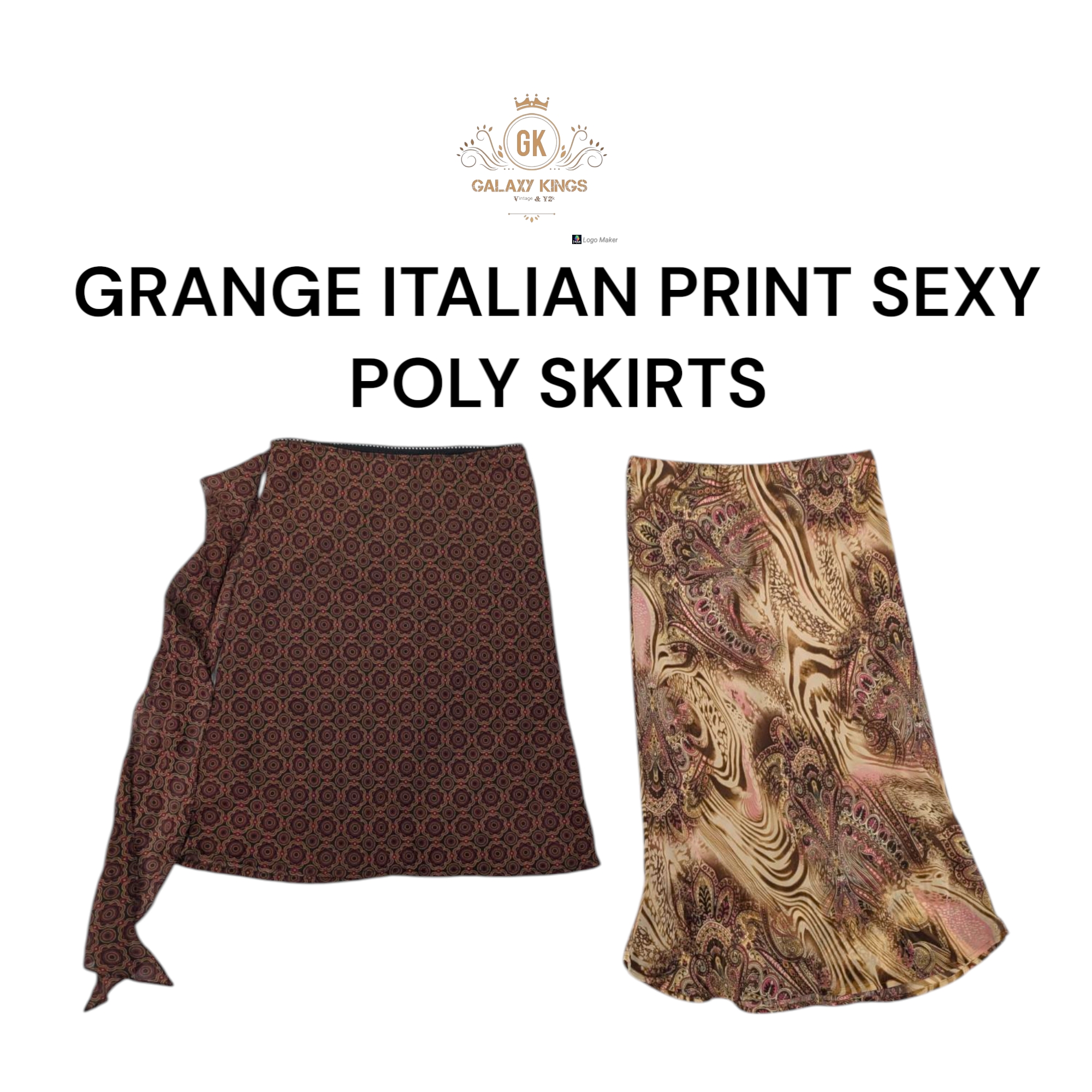 Grange Vibes Italian Print Poly Skirts
