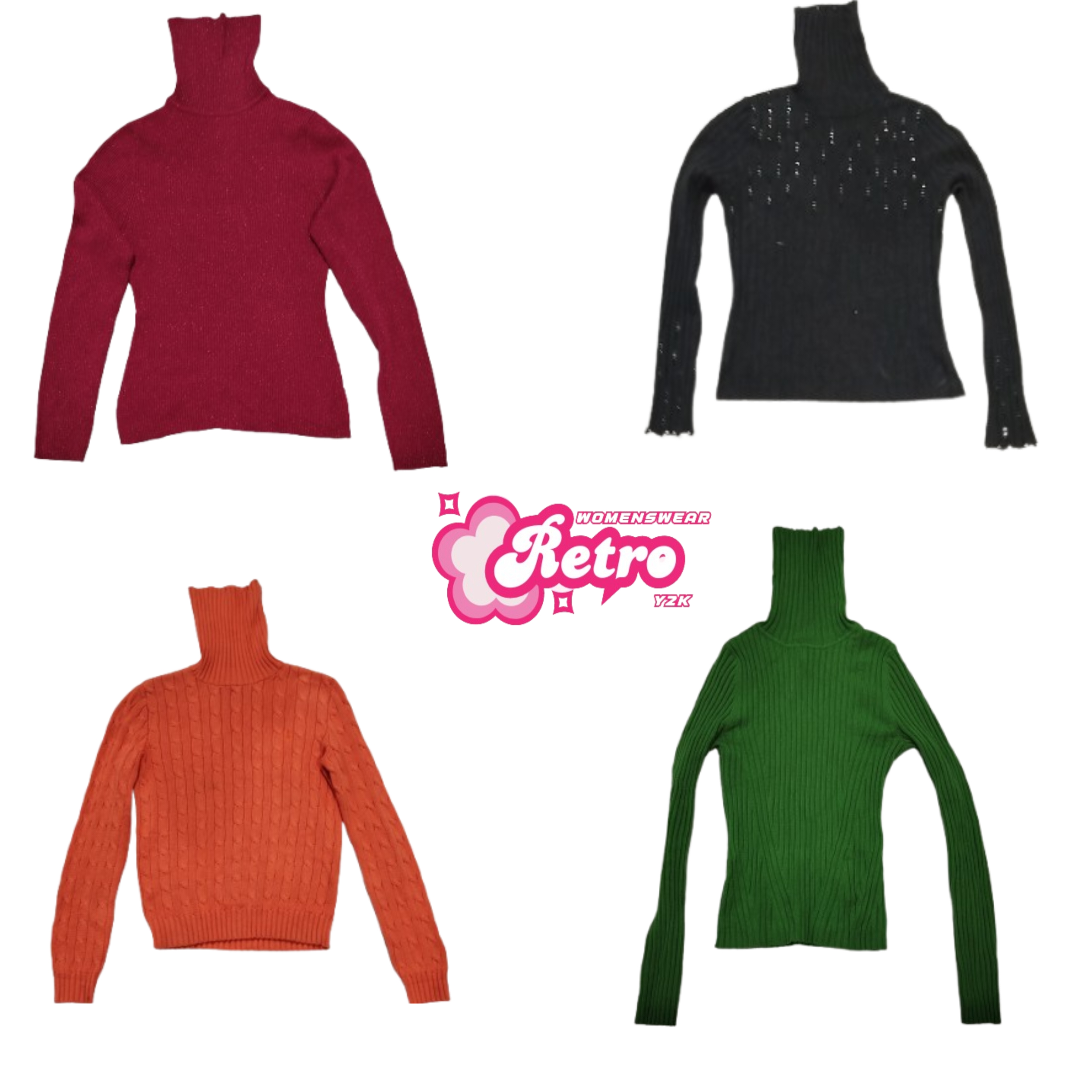 Y2K Minimal Muse Gerubbter Rollkragenpullover