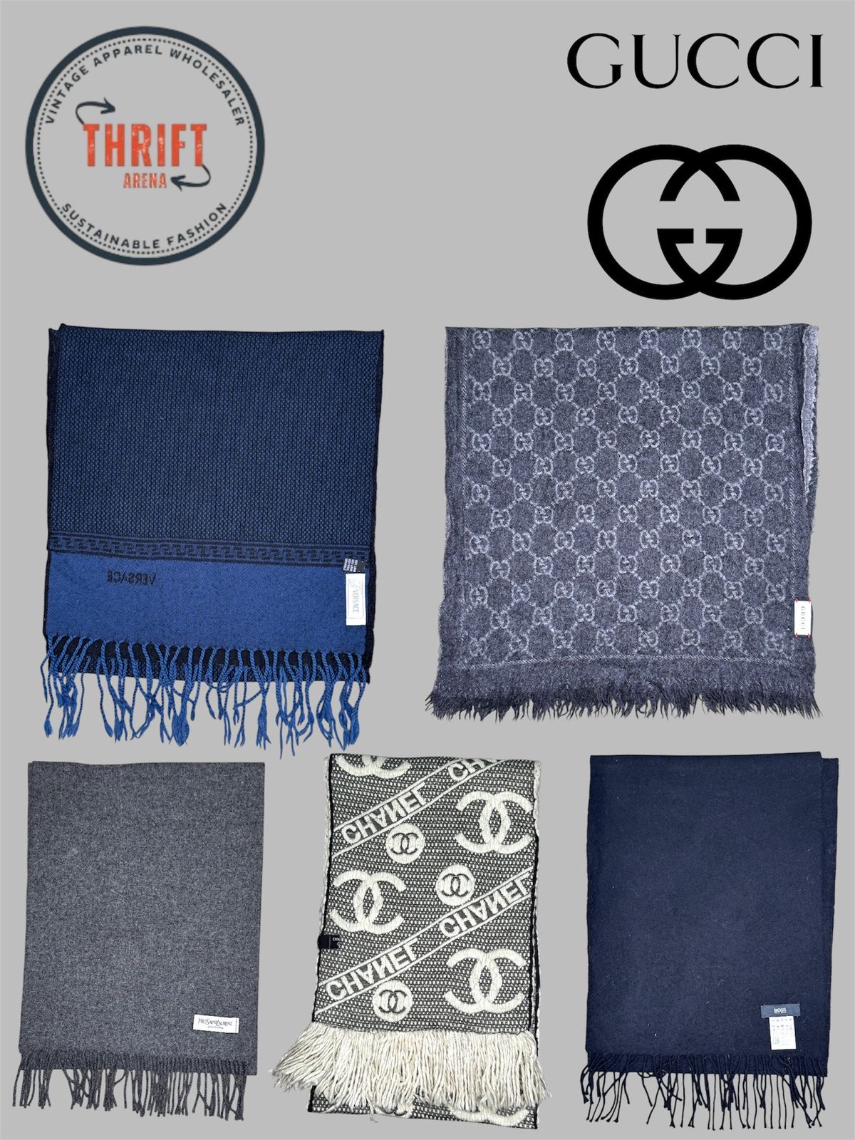 T1215 Gucci/Versace/Chanel/Mix Scarves