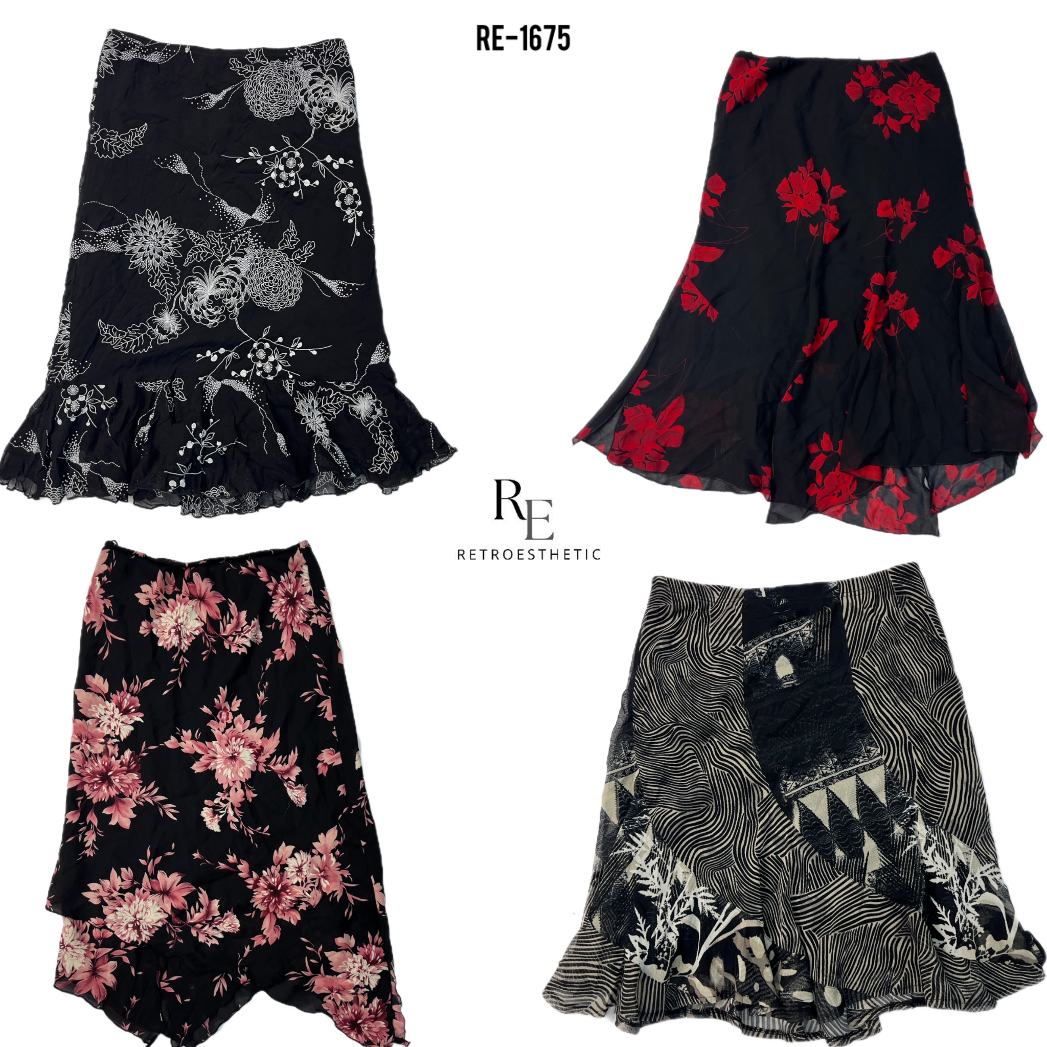 Jupes en polyester floral pour un rendez-vous amoureux Y2K (RE-1675)