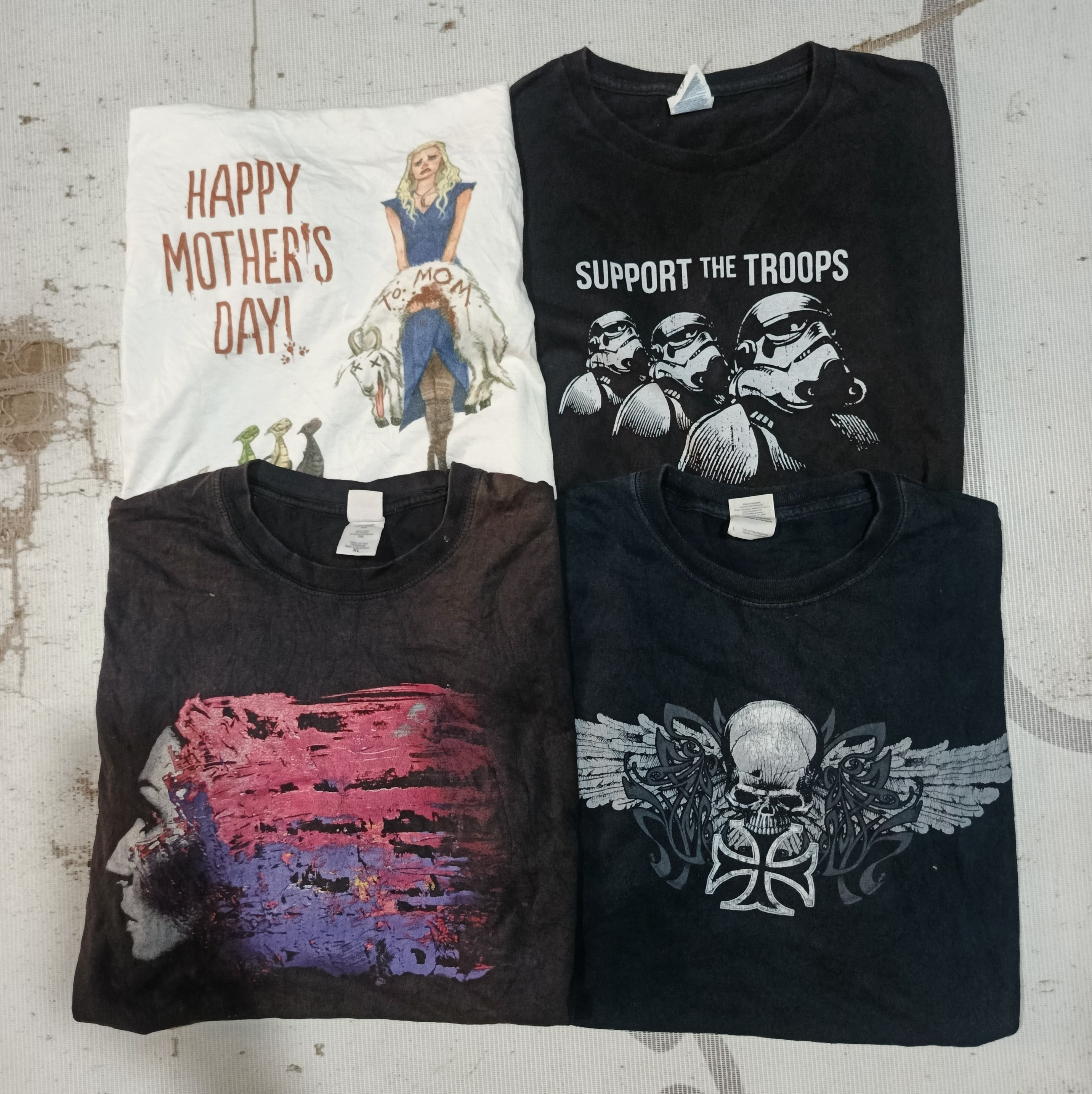 music, band and printed tees