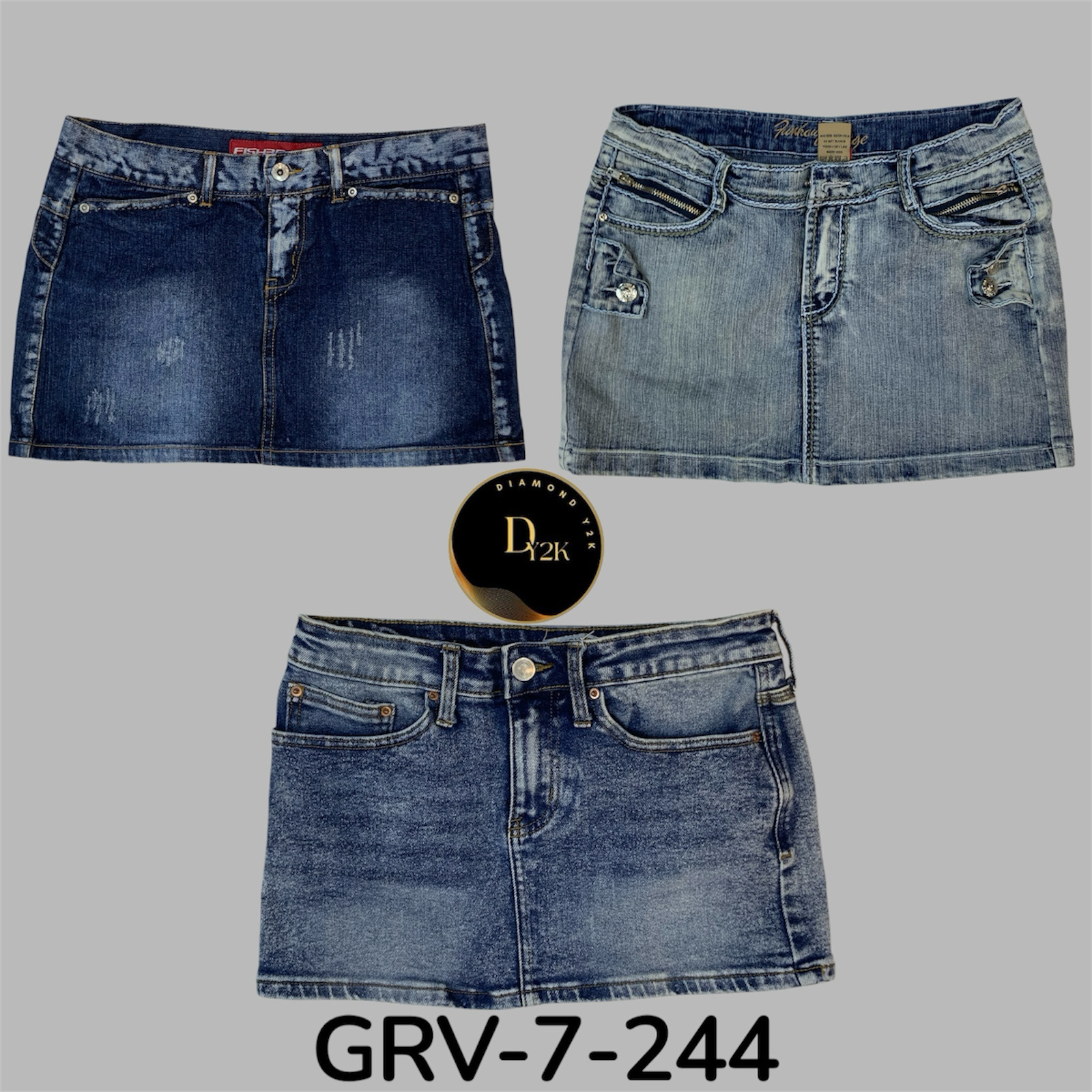 Saia Mini de Denim Retrô – Edição Y2K (GRV-7-244)