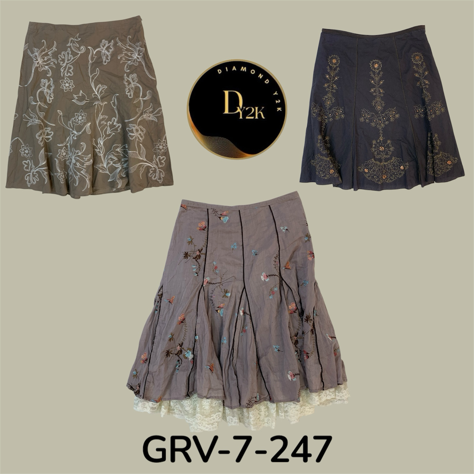 Falda de algodón marrón retro – Vibras de principios de los 2000 (GRV-7-247)