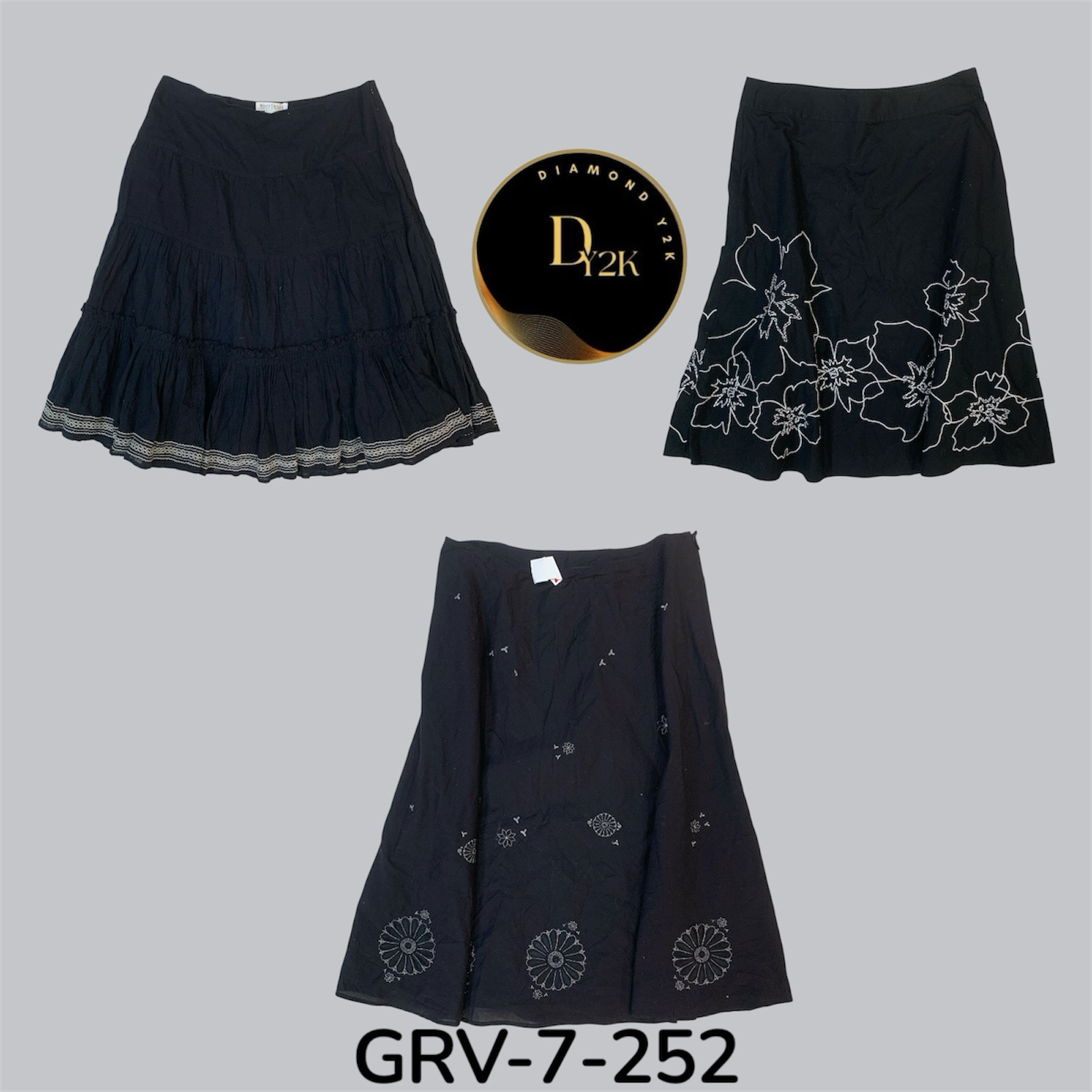 Falda de algodón negra esencial - Largo completo (GRV-7-252)