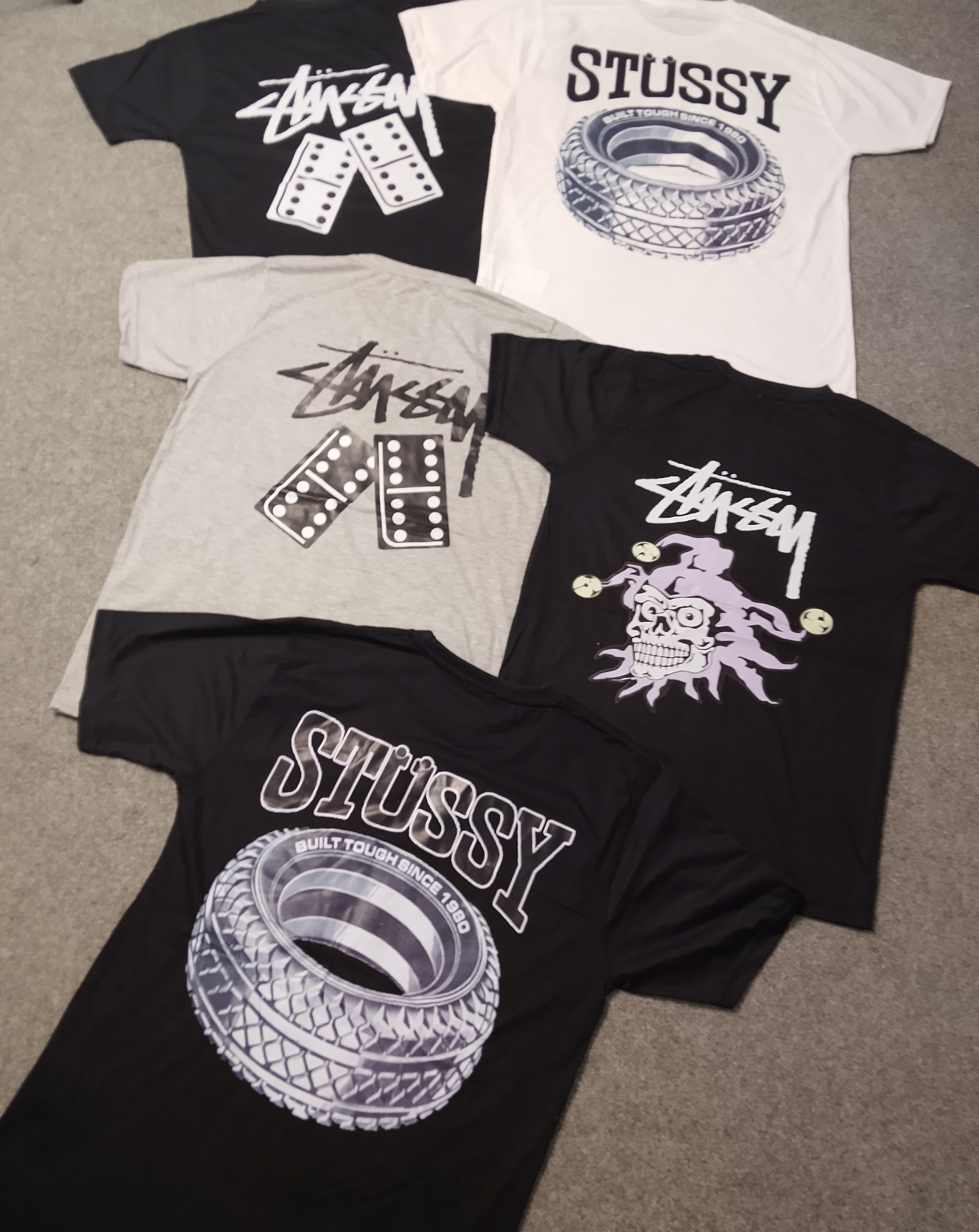 Stussy rework style mix design tees