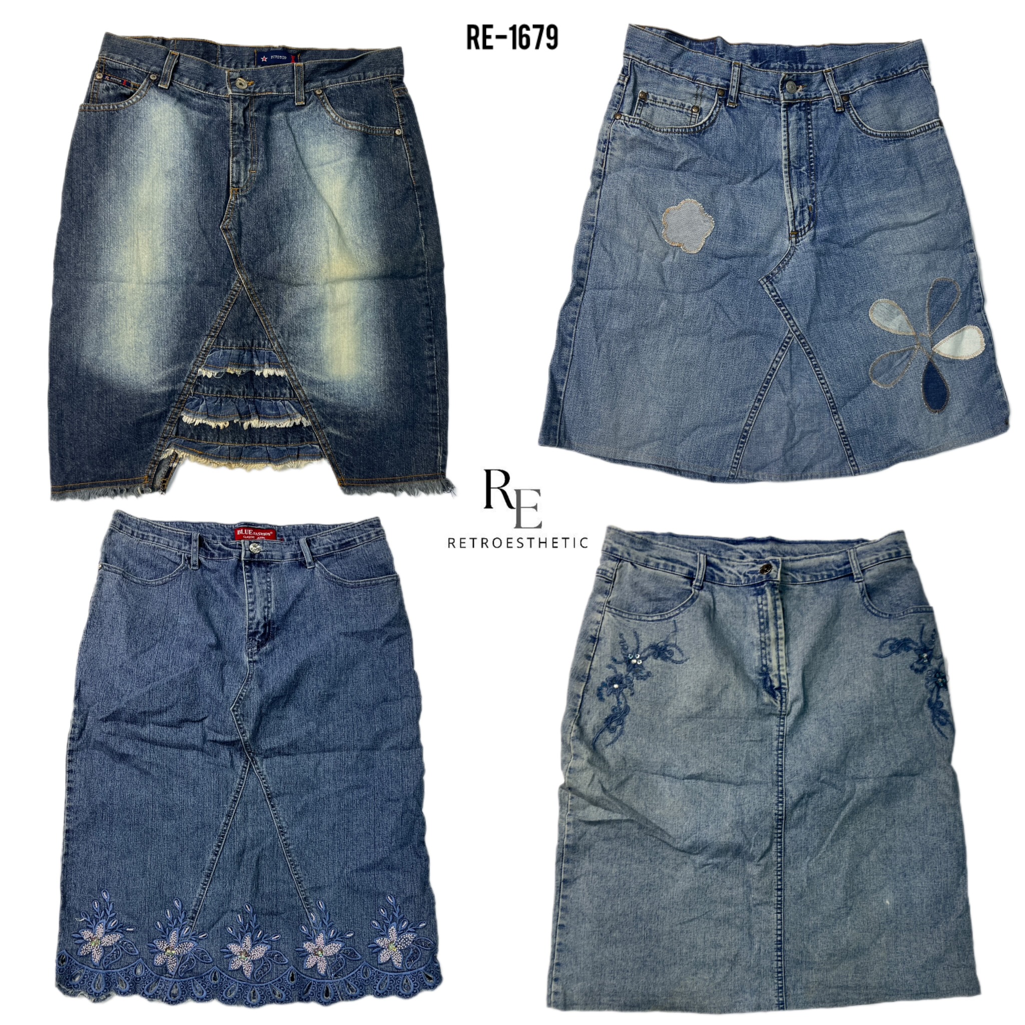 Y2K IT Girl Denim Midi-Röcke (RE-1679)