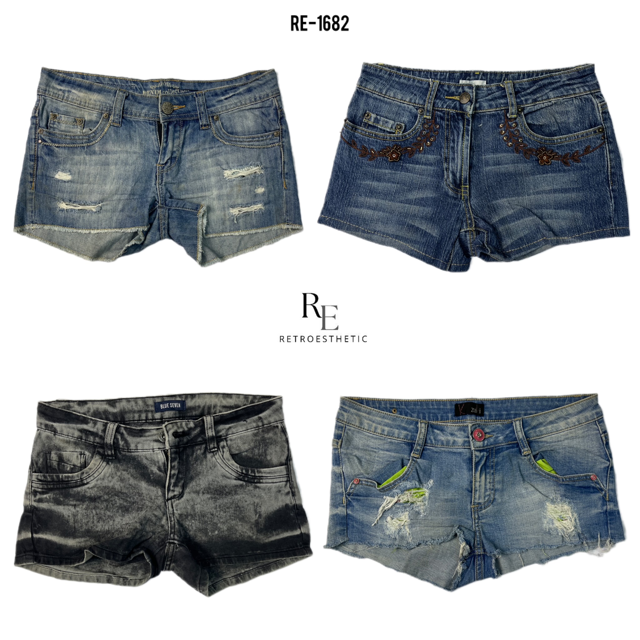 Y2K IT Girl Denim Mini Shorts (RE-1682)