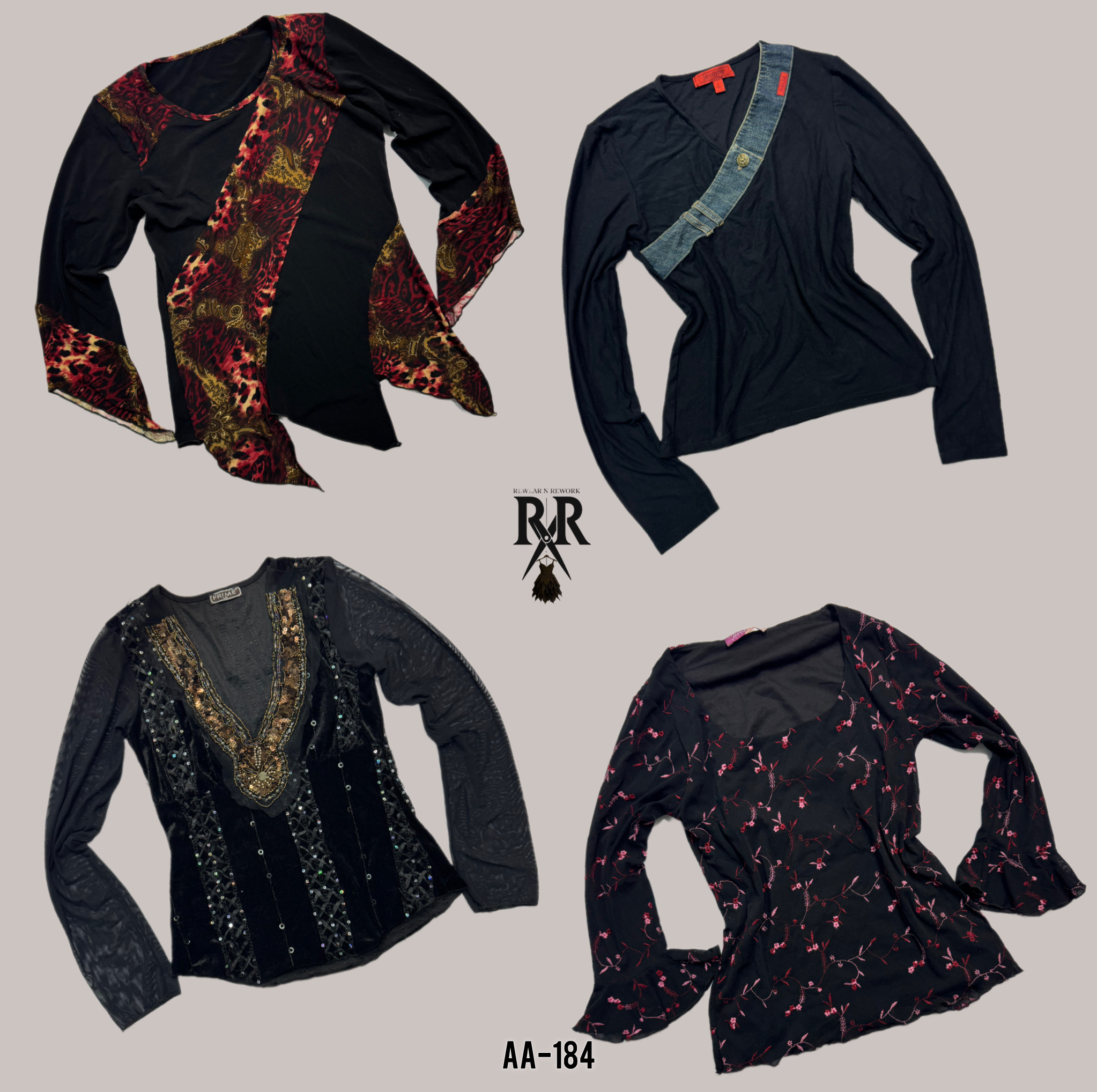 Y2K All Black Gothic Unique Full Sleeve Tops (AA-184)