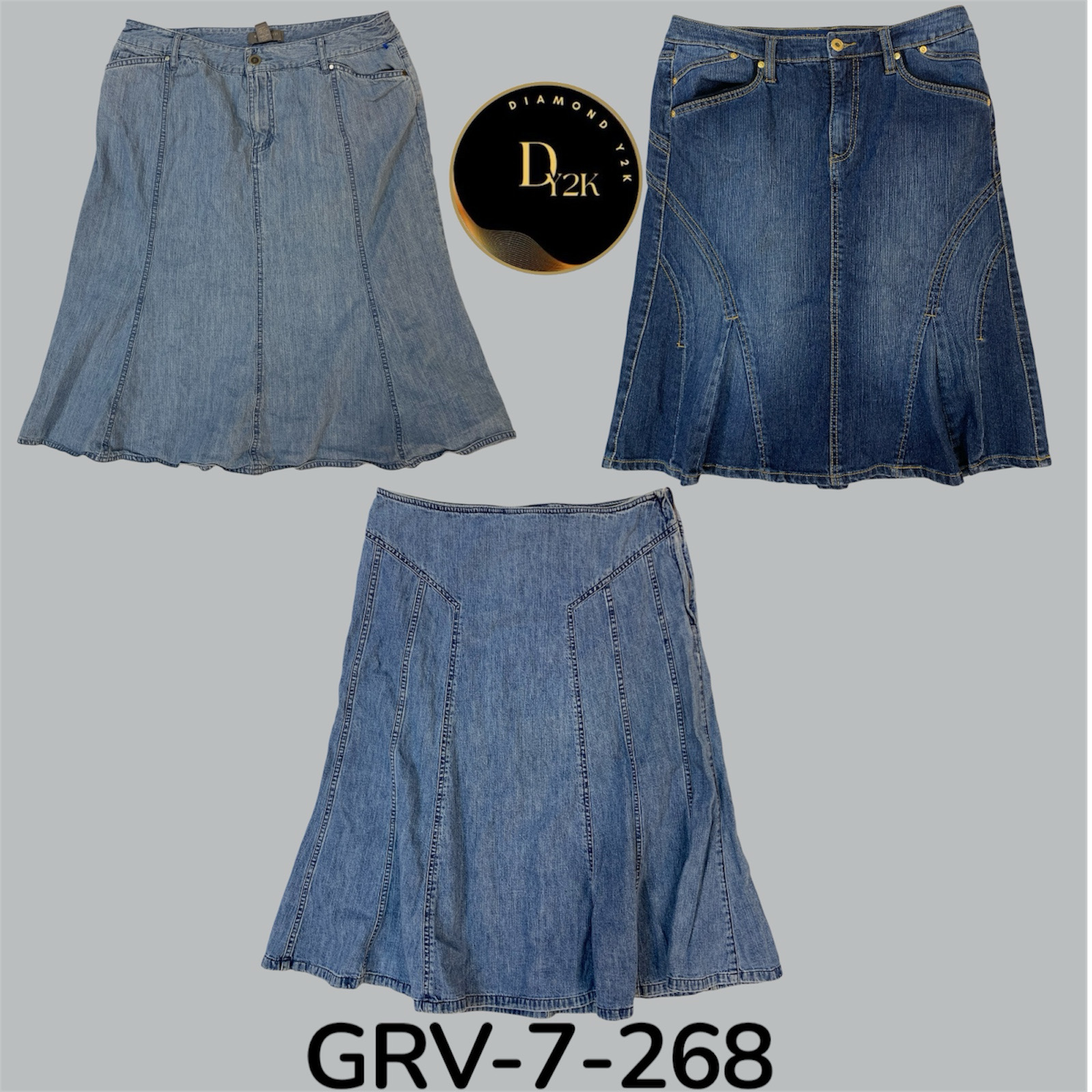 Jupe longue en denim Y2K | Silhouette vintage authentique (GRV-7-268)