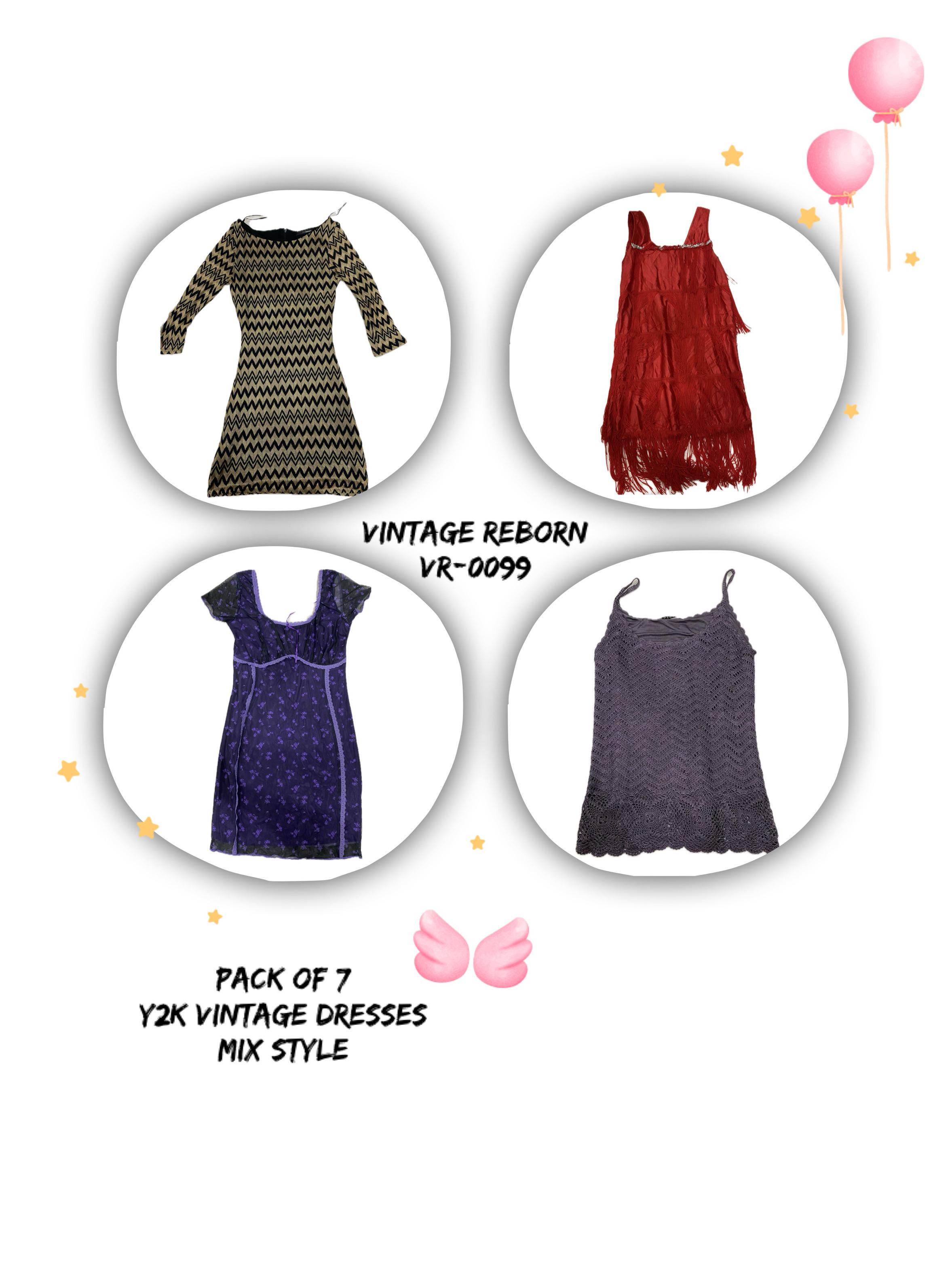 Y2K Kleid Medley: Vintage Kleider Mix Stil (Vr-0099)