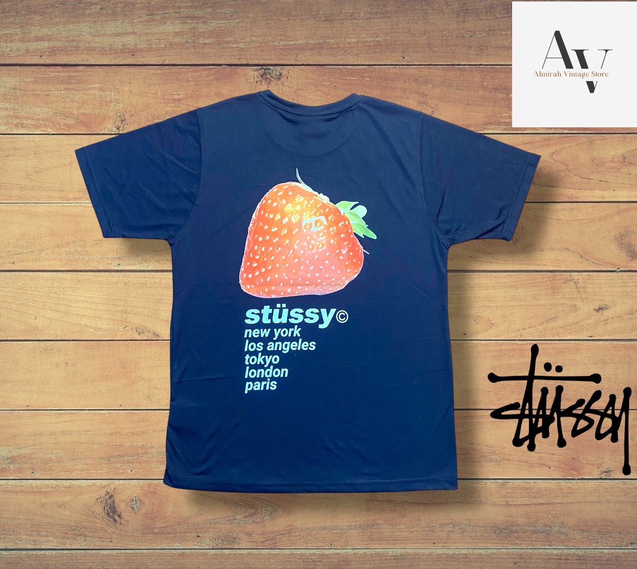 Stussy reworo style strawberry stussy tee