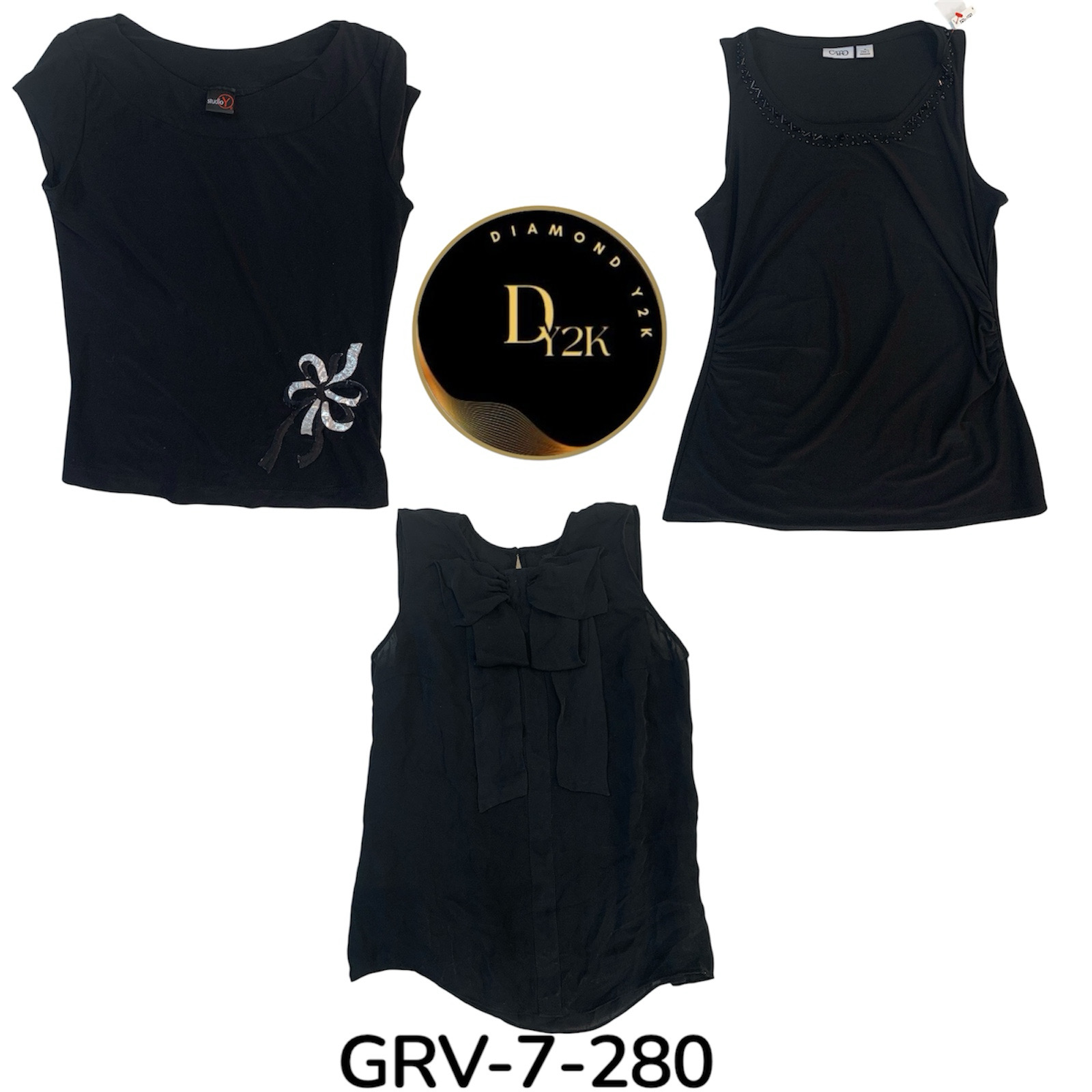 Blusa Preta de Poliéster Y2K – Retro Chic, Transparente e Estilosa (GRV-7-280)