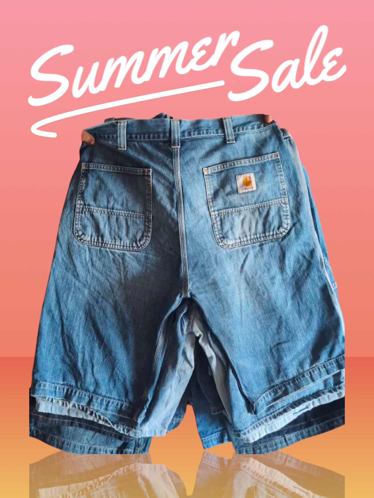 Branded denim shorts