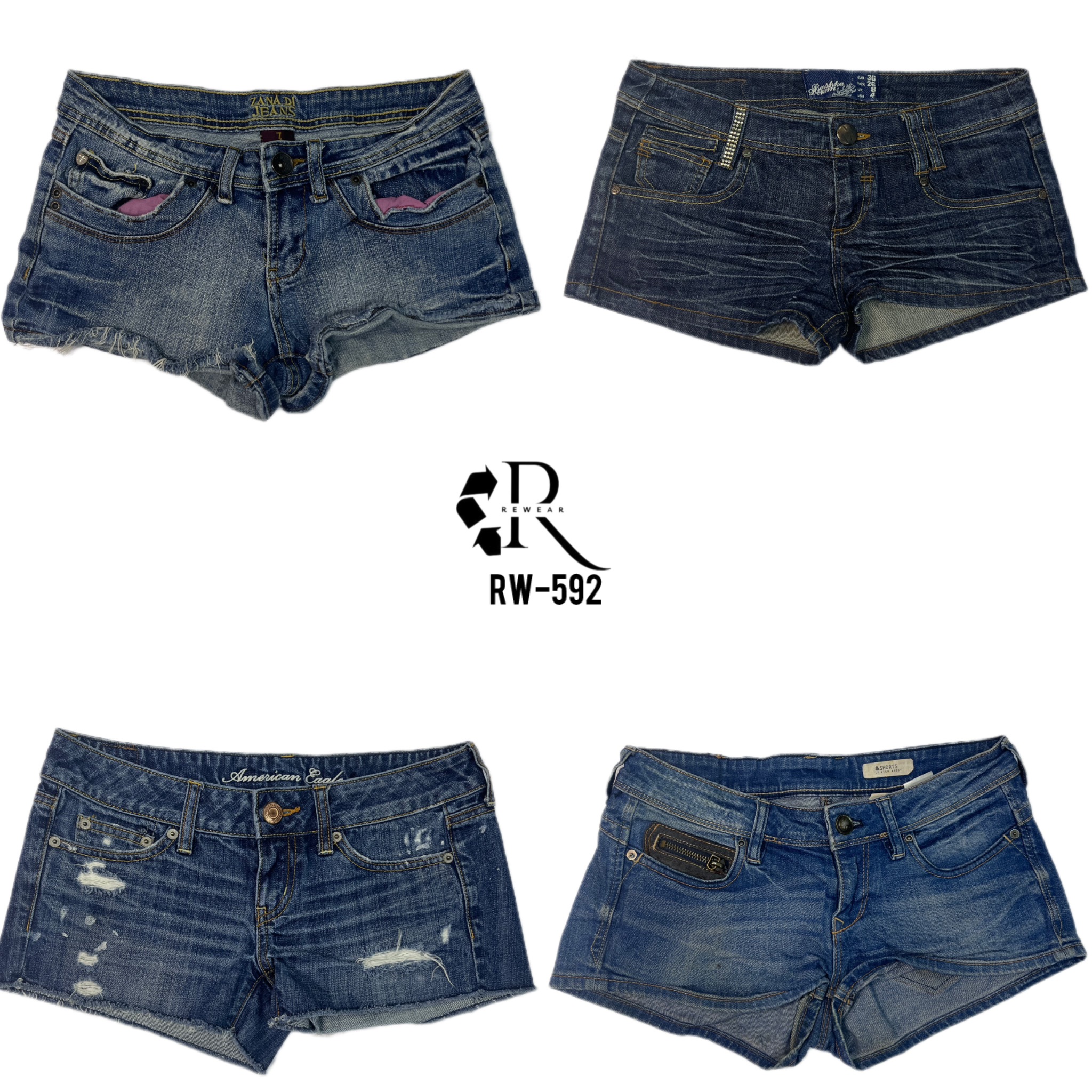 Y2K Retro Style Denim Micro Mini Shorts (RW-592)