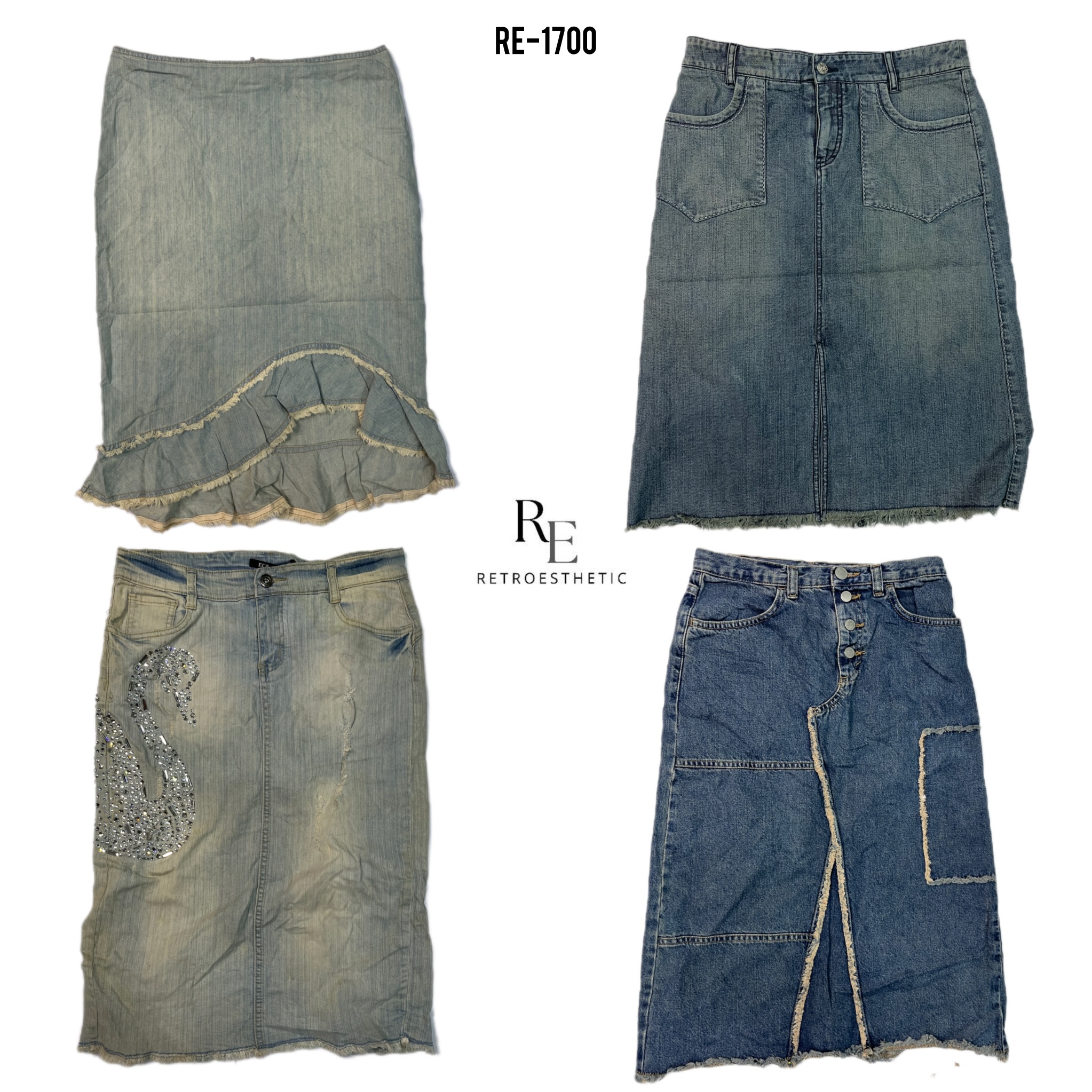 Y2K Britney Era Unique Denim Midi Skirts (RE-1700)