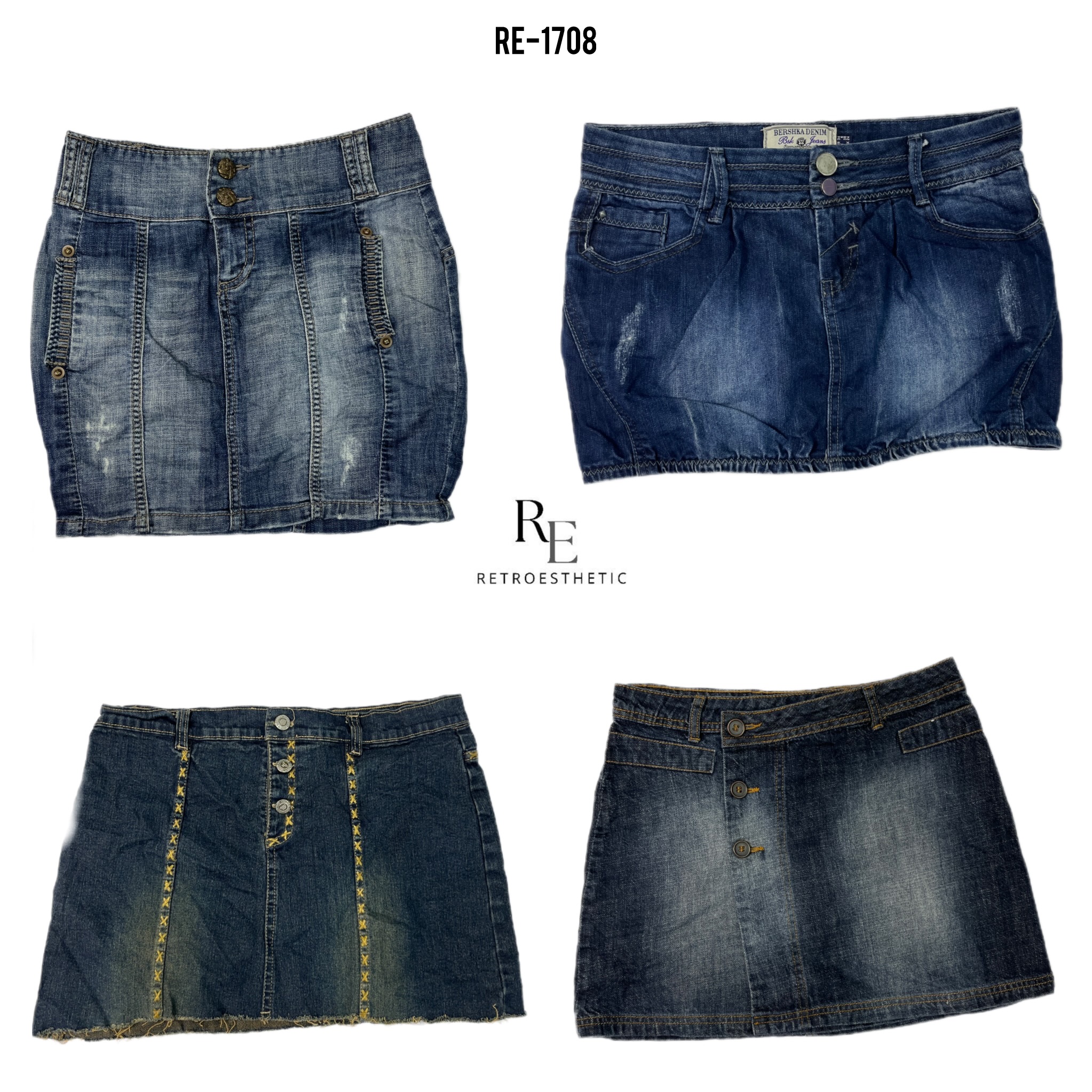 Y2K Cyber Girl Era Denim Mini Skirts (RE-1708)