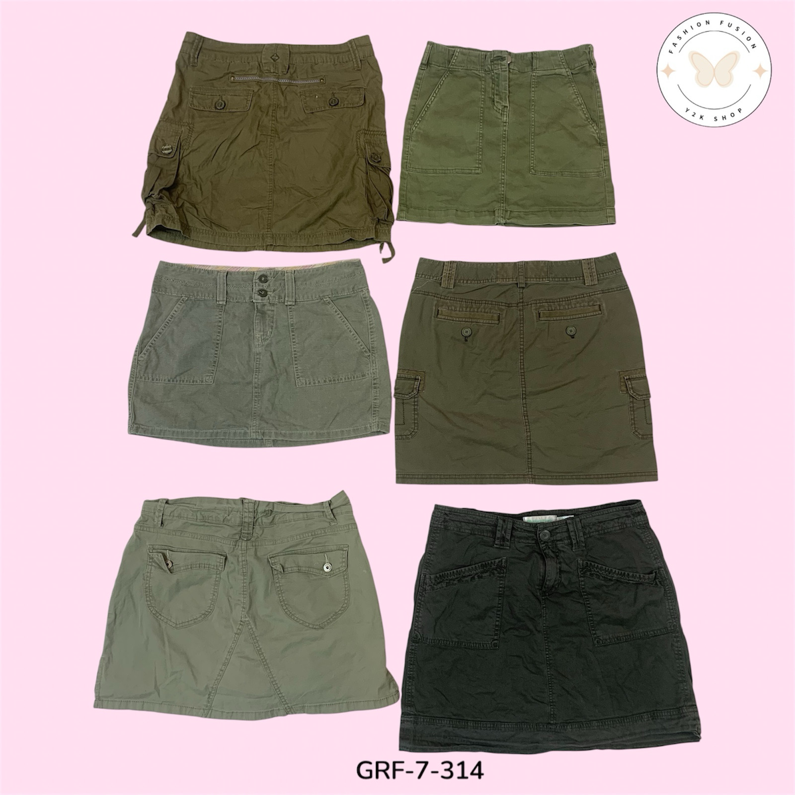 Jupe cargo utilitaire verte pour femmes – Essentiel de streetwear (PR-7-314)