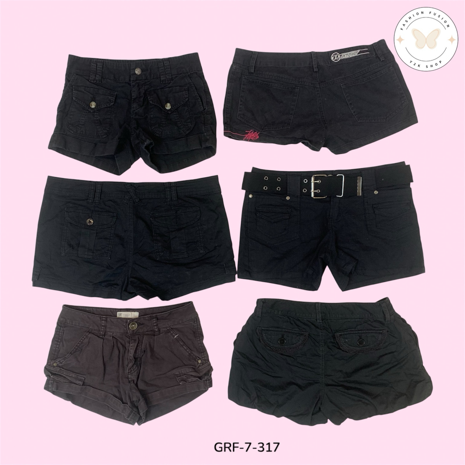 Fast Fashion Cargo Mini Shorts – Schwarzer Utility-Look (PR-7-317)