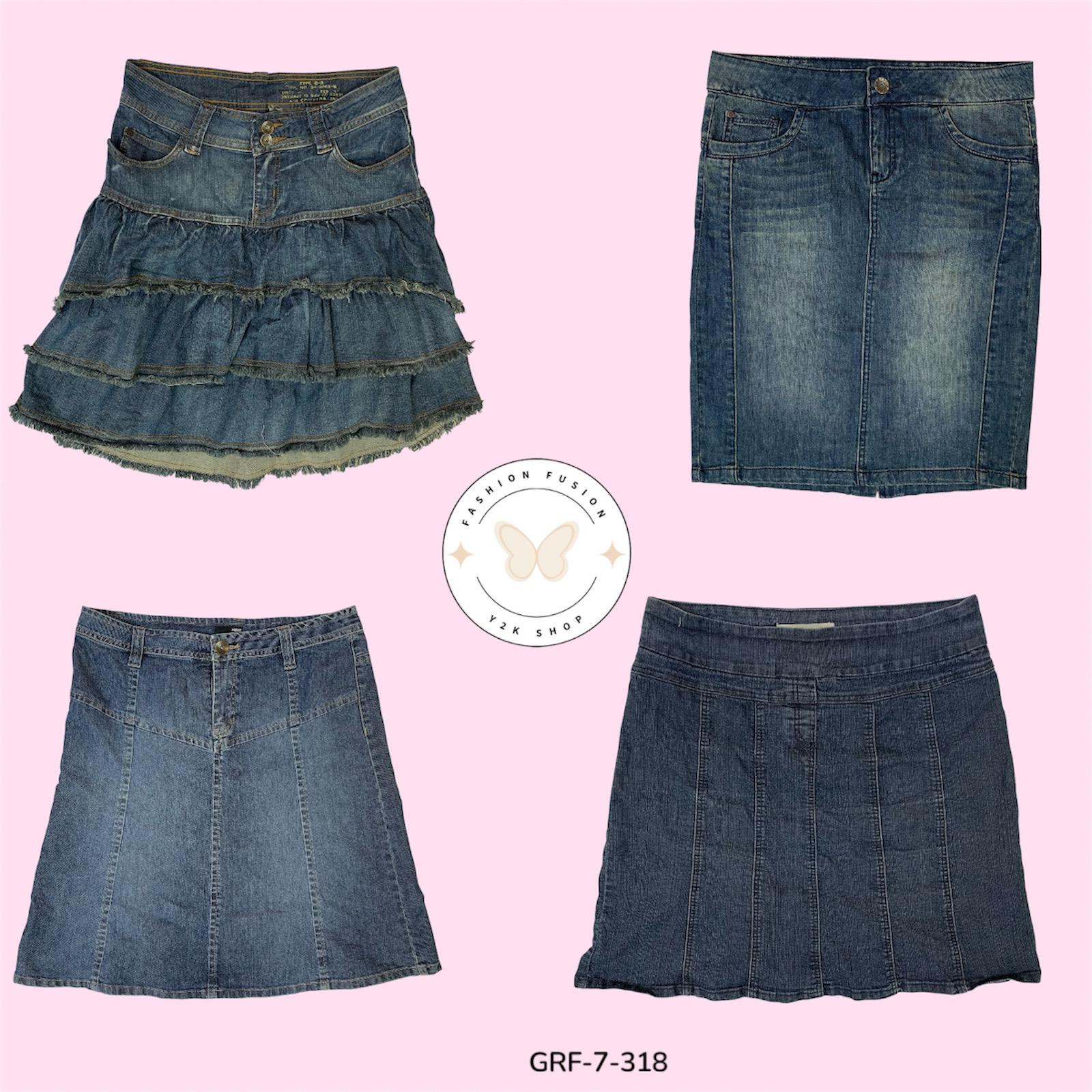Classic Blue Denim Midi Skirt – Fast Fashion Favorite (PR-7-318)