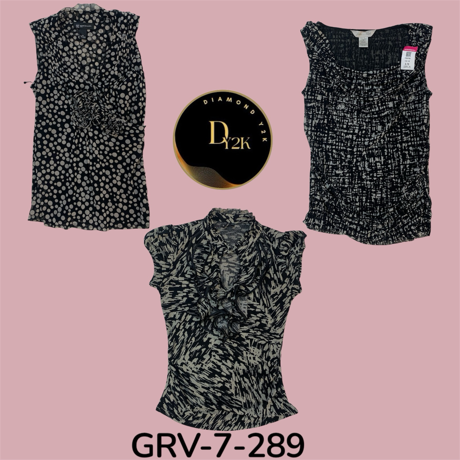 Black short sleeve blouse (GRV-7-289)