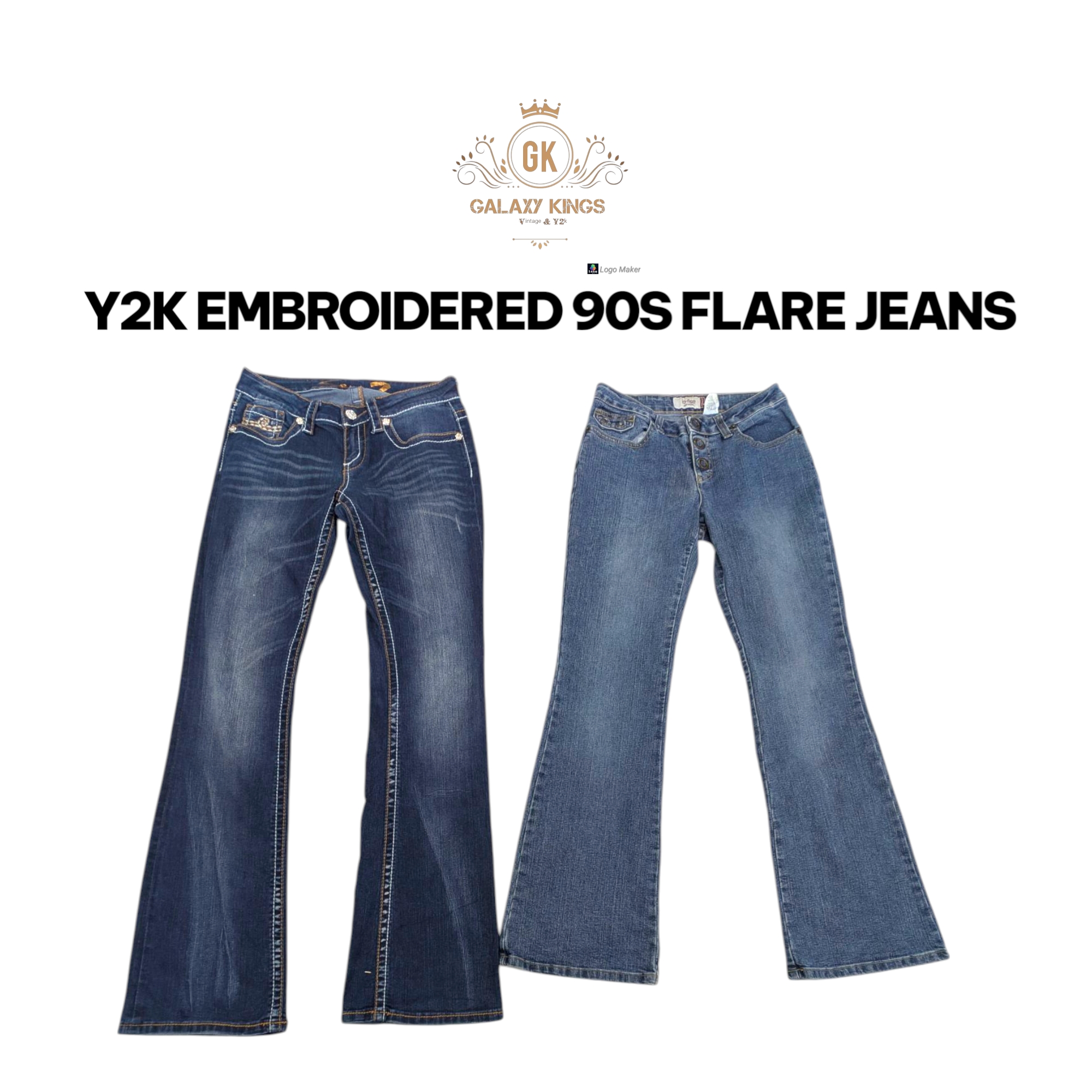 Y2K Embroidered flare jeans