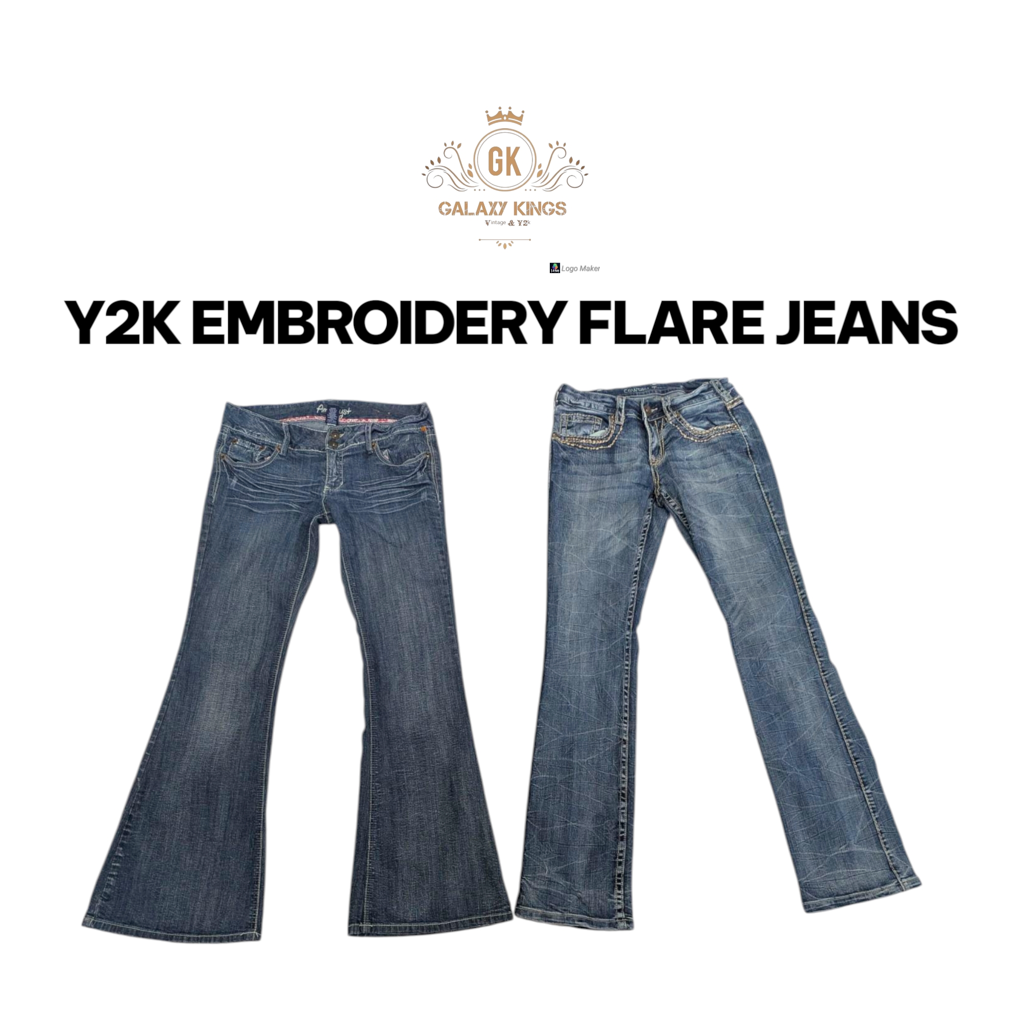 Calças Flare com Bordado Y2K