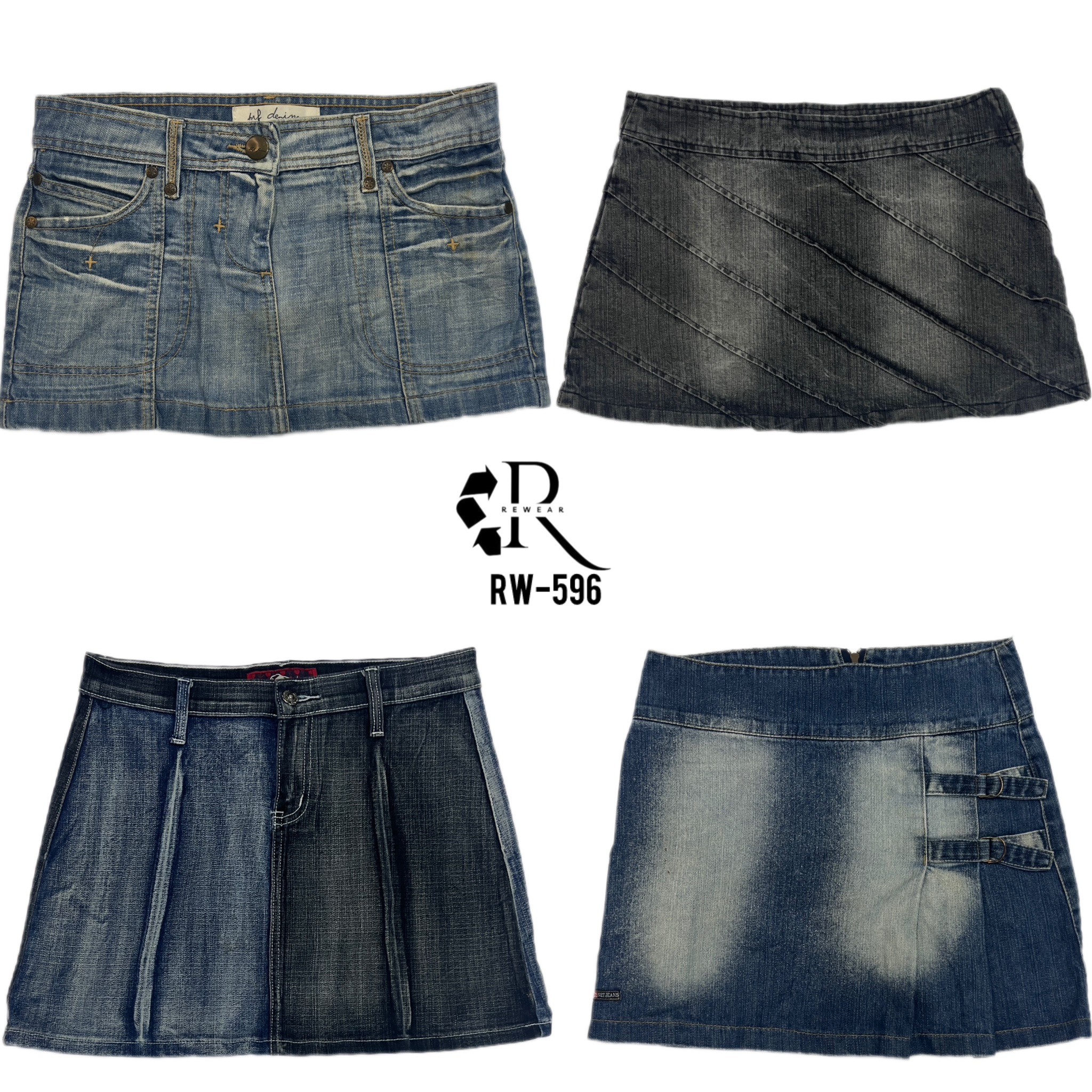 Saia Mini de Denim da Era Y2K Cyber Girl (RW-596)