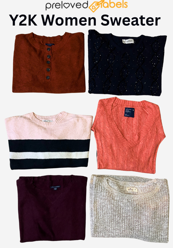 Y2K Mixed Branded Women’s Sweater Bundle – 10 Pcs:Wcv: 312