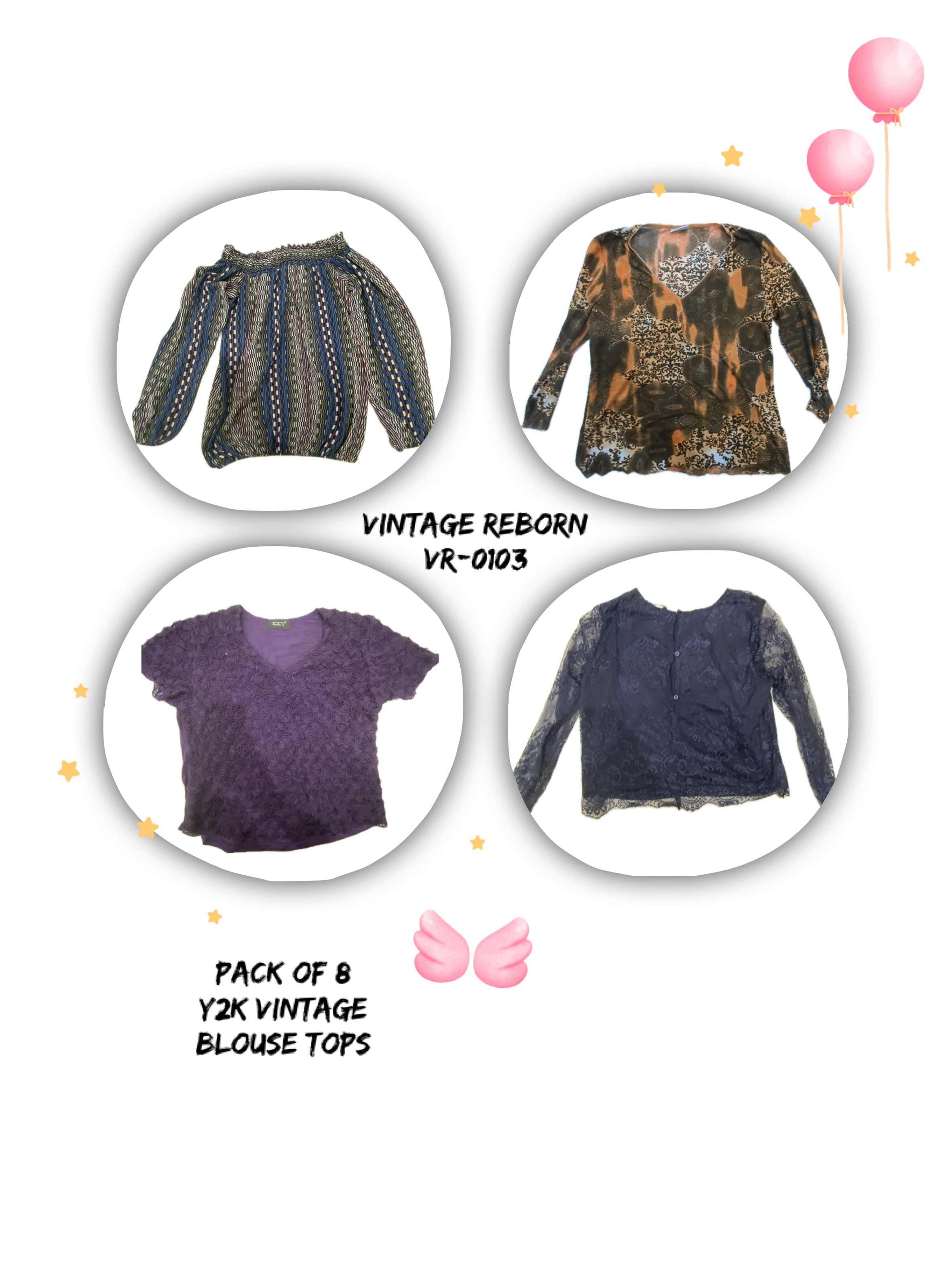 Y2K Vintage Bluse Tops - Gemischte Stile (VR-0103)