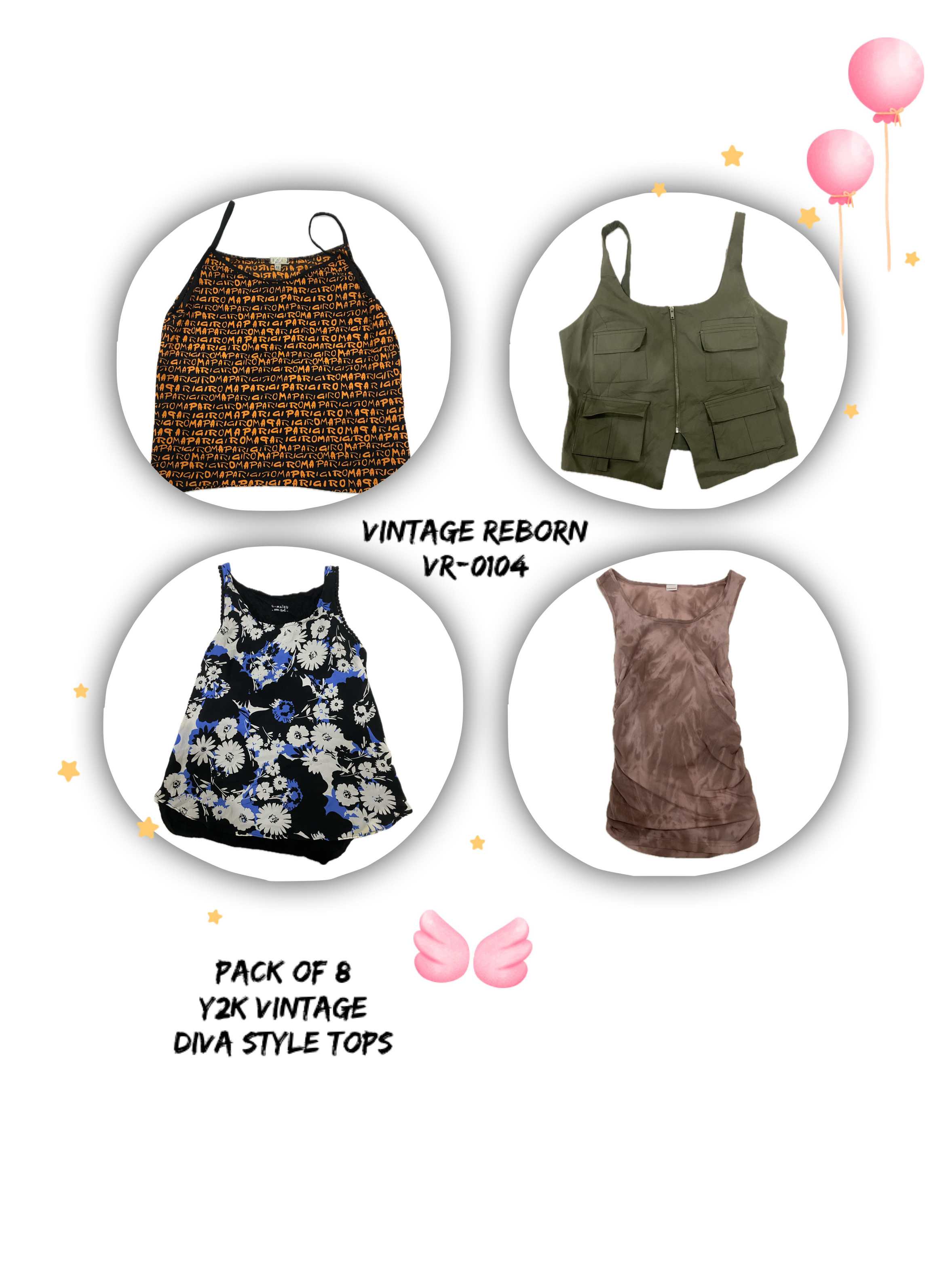 Y2K Diva Style Tops - Mixed Vintage Collection (VR..