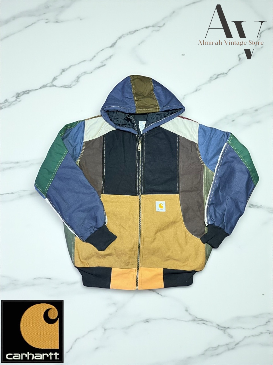 Veste à capuche patchwork style rework Carhartt