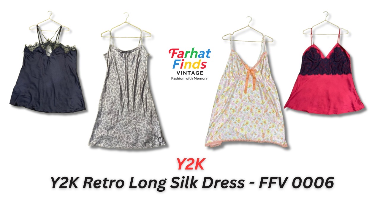 Y2Kレトロロングシルクドレス - FFV 0006