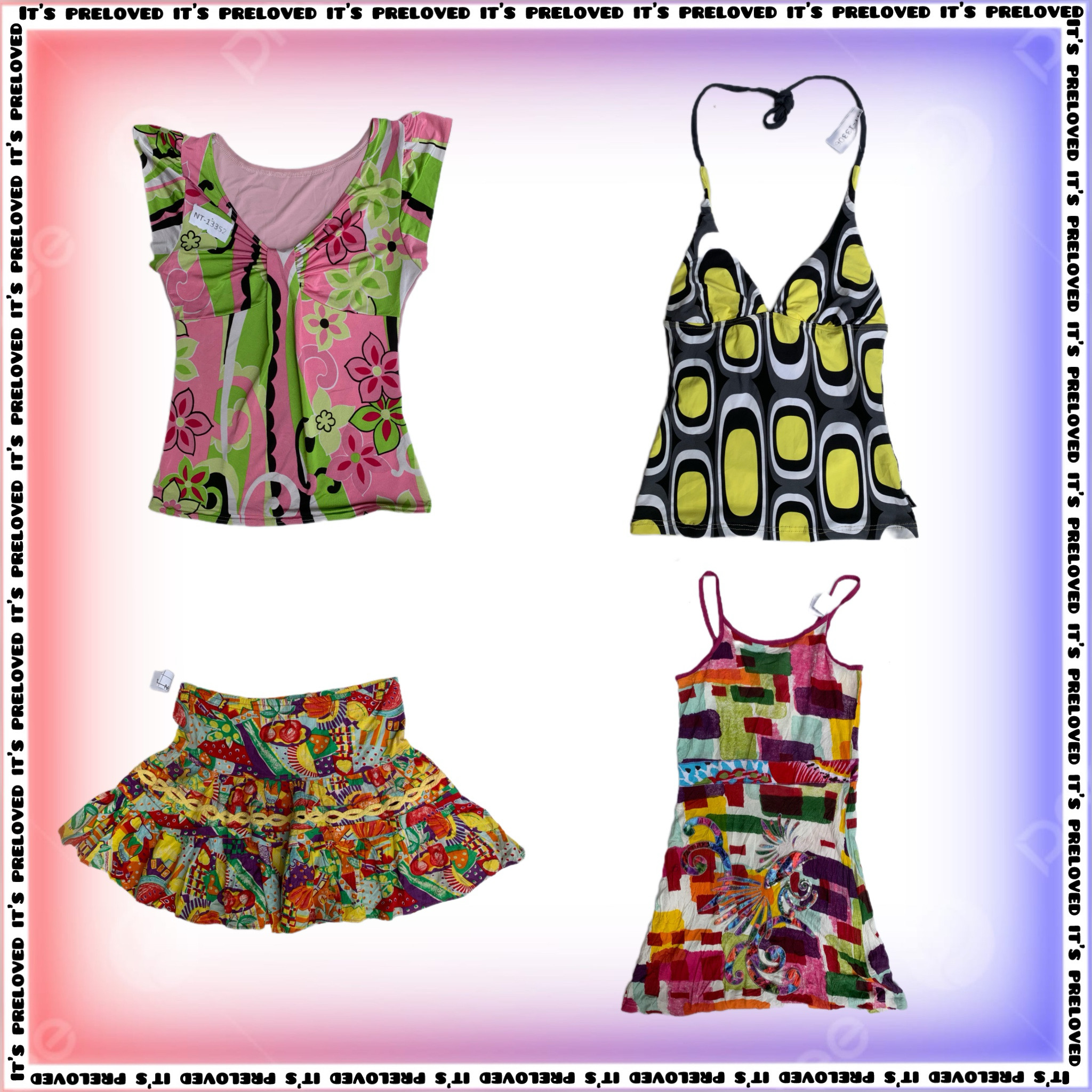 Conjunto Retro Arco-íris - blusas, vestidos, saias (SS-1106)