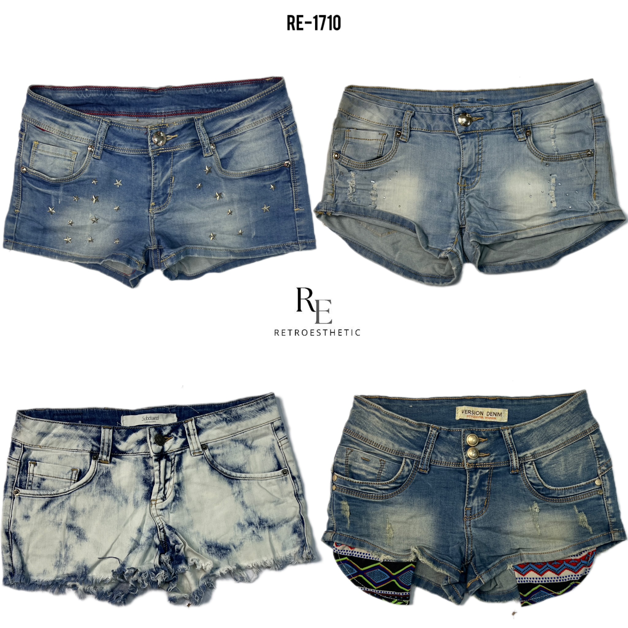Y2K Cyber Girl Era Shorts Micro Mini de Denim (RE-1710)