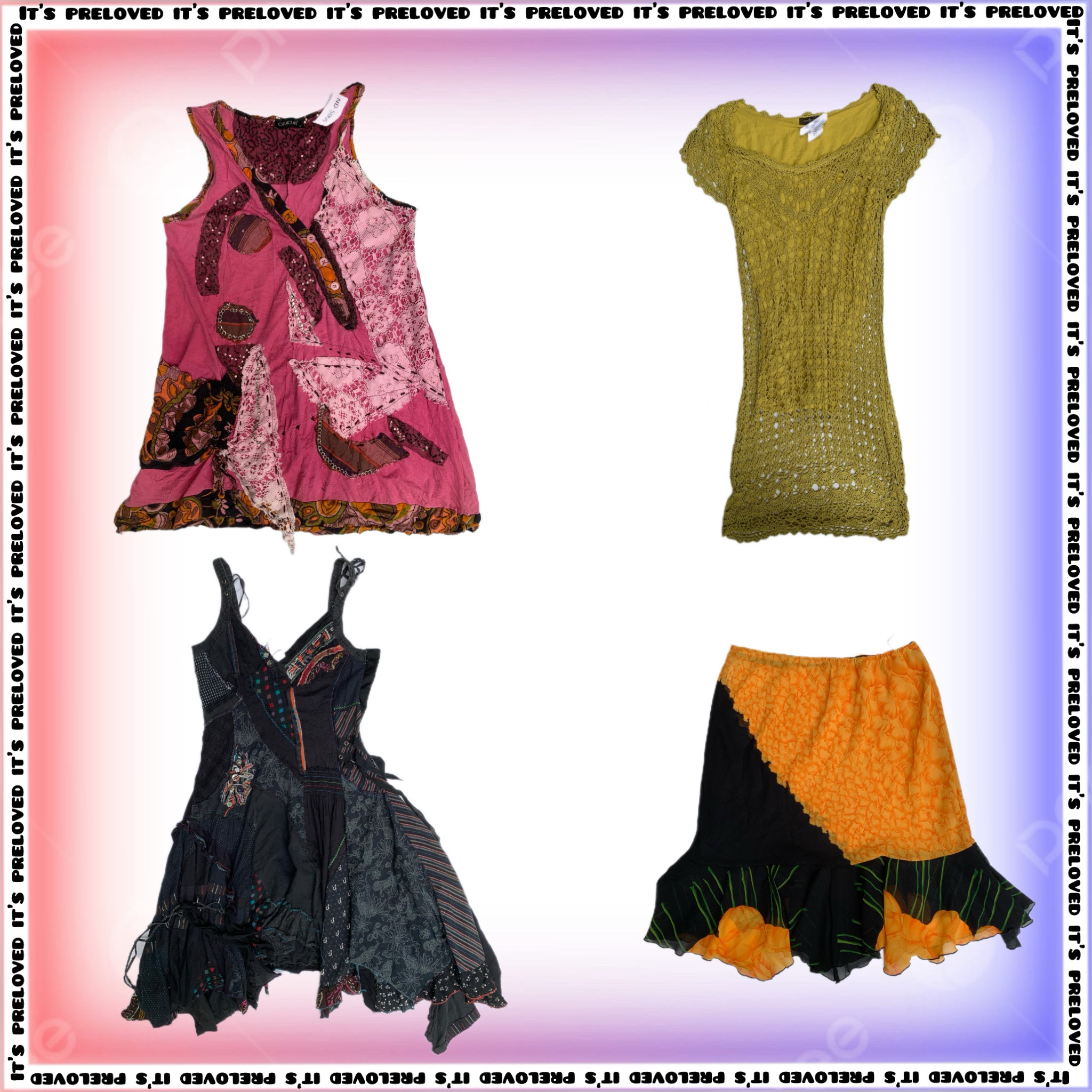 Crochet Bohemian drift, y2k, rete (SS-1104)