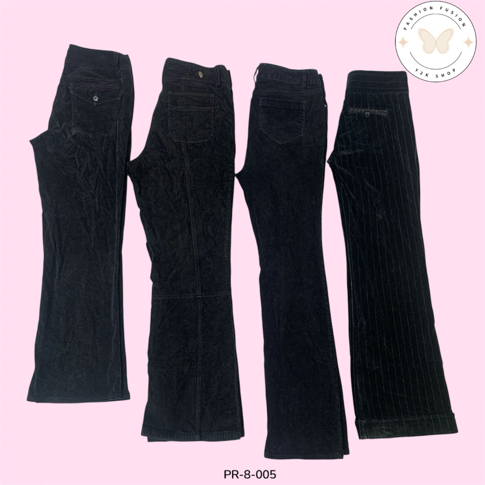 Retro-Feel Black Cord Pants – Soft & Stylish (PR-8-005)