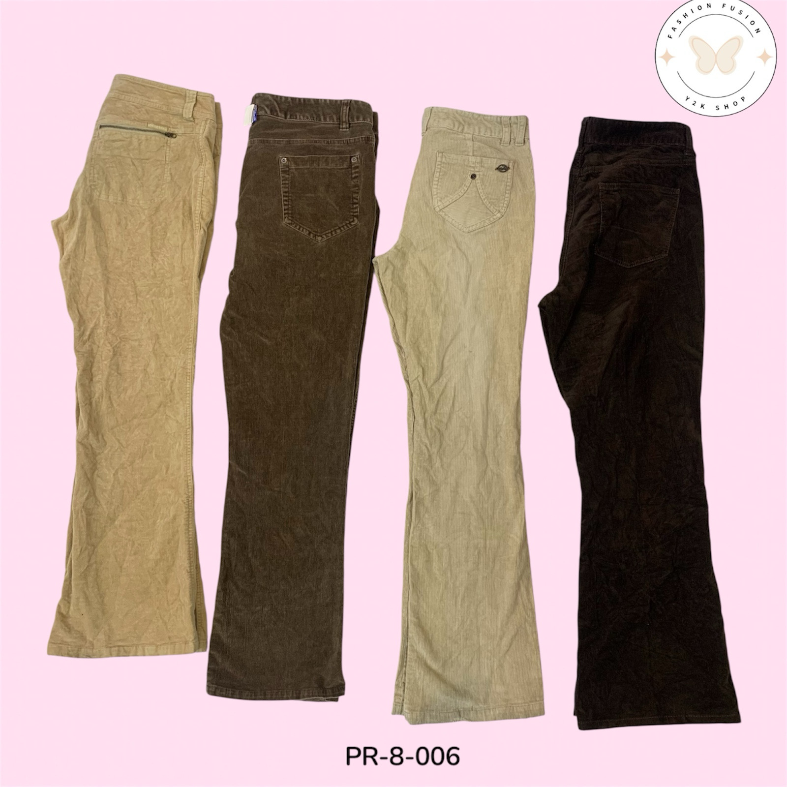 Contrast Corduroy Pants – Cream x Brown Neutral Tones (PR-8-006)