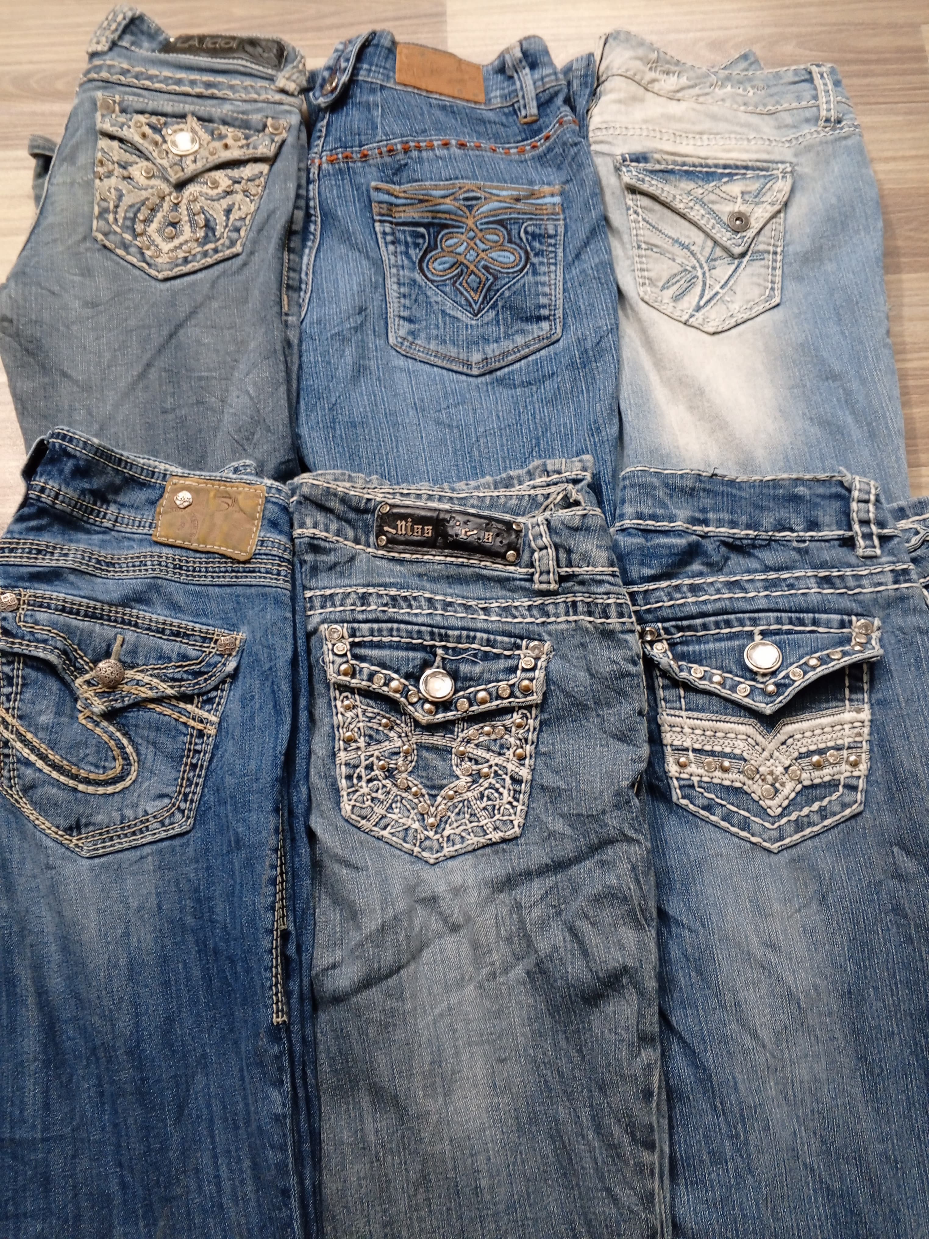 HD1081 Ladies Y2K Embellished Flared Jeans