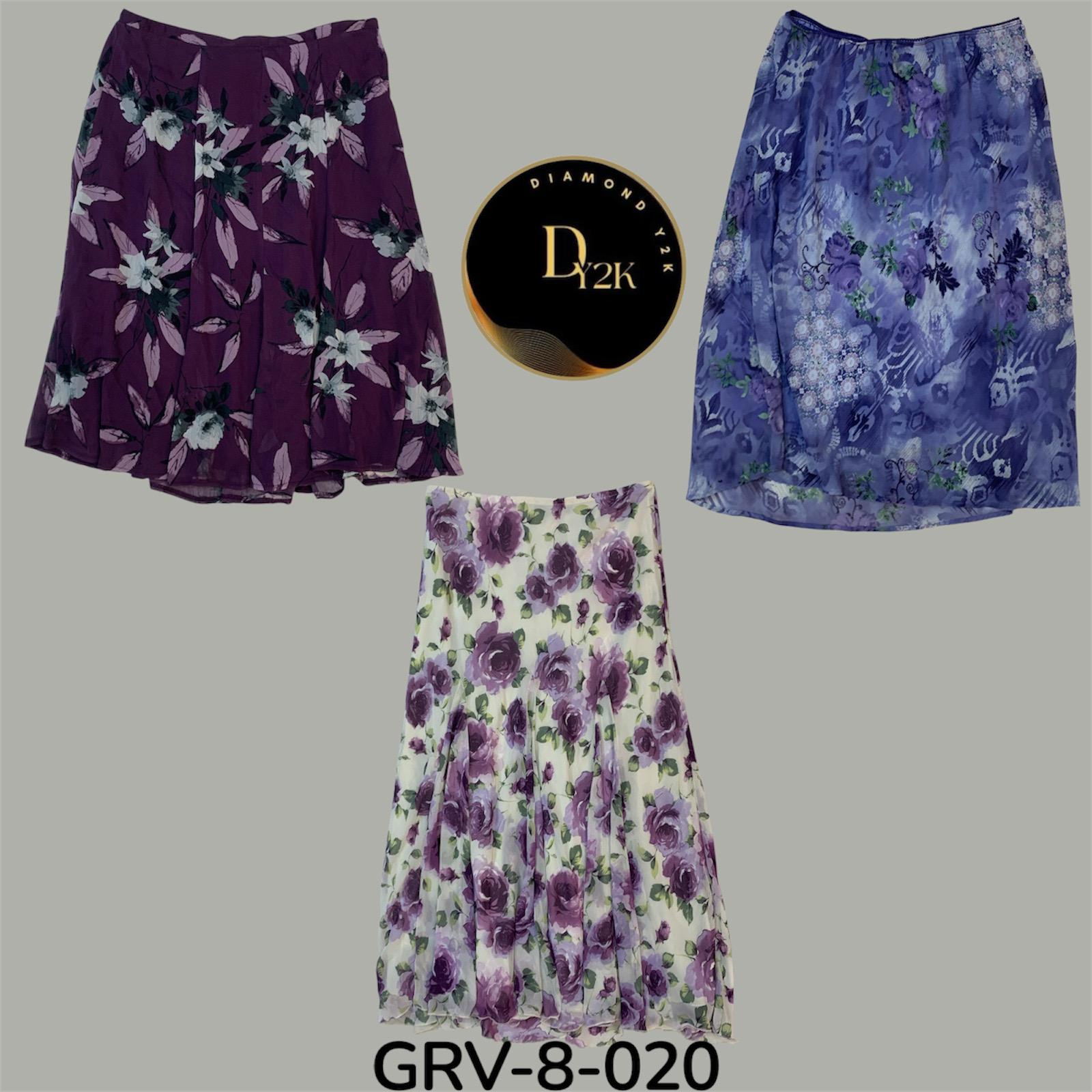 Jupe maxi en polyester violet Y2K (GRV-8-020)
