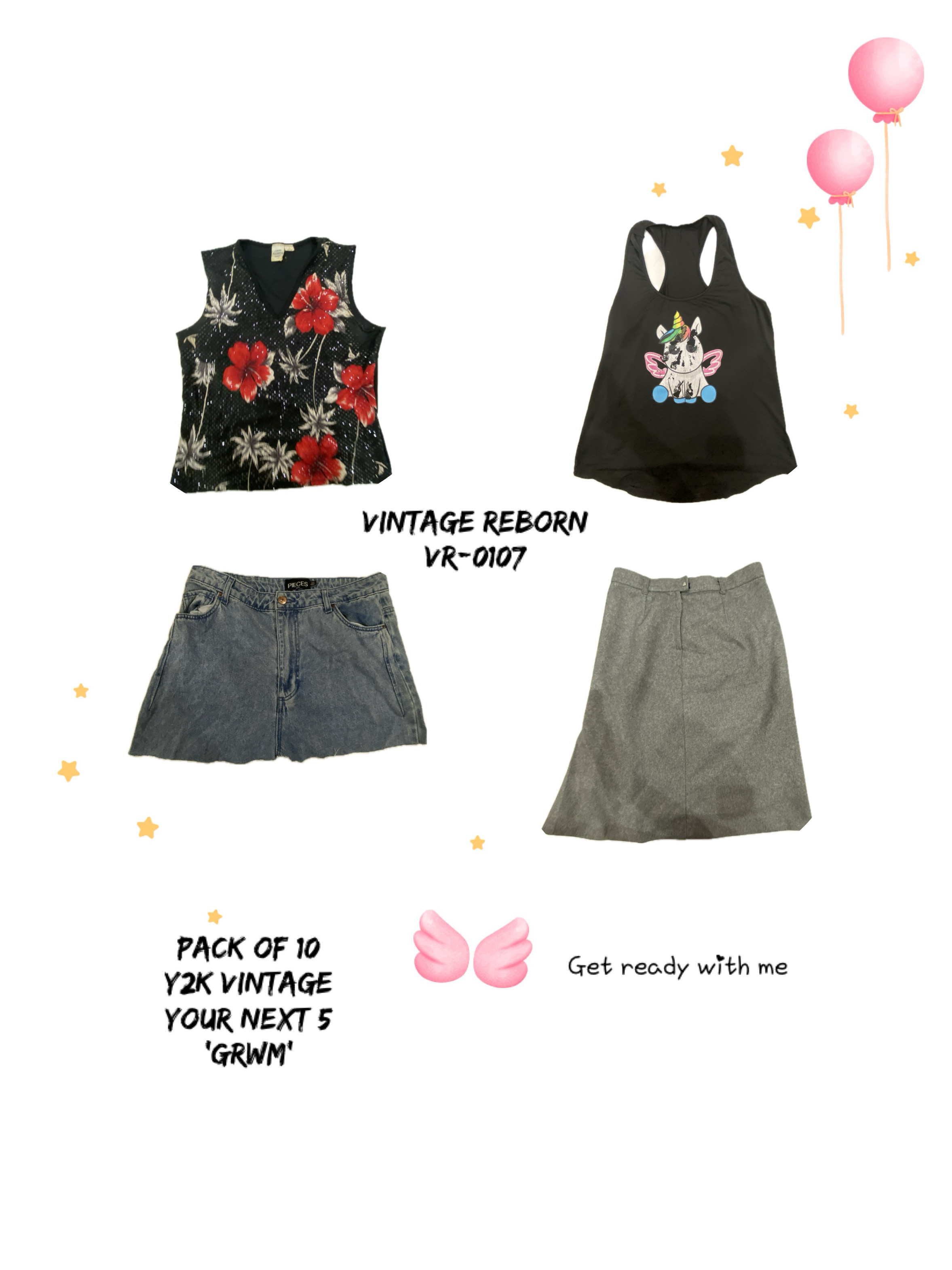 Y2K Vintage Tops & Bottoms - Get Ready With Me 'GRWM' Set (Vr-0107)