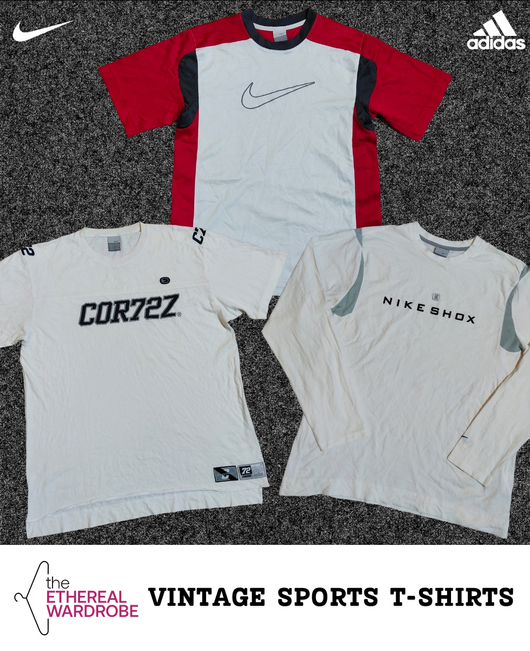 T-shirts/Jerseys de sport vintage y compris Nike, Adidas et Umbro (RN#1089)