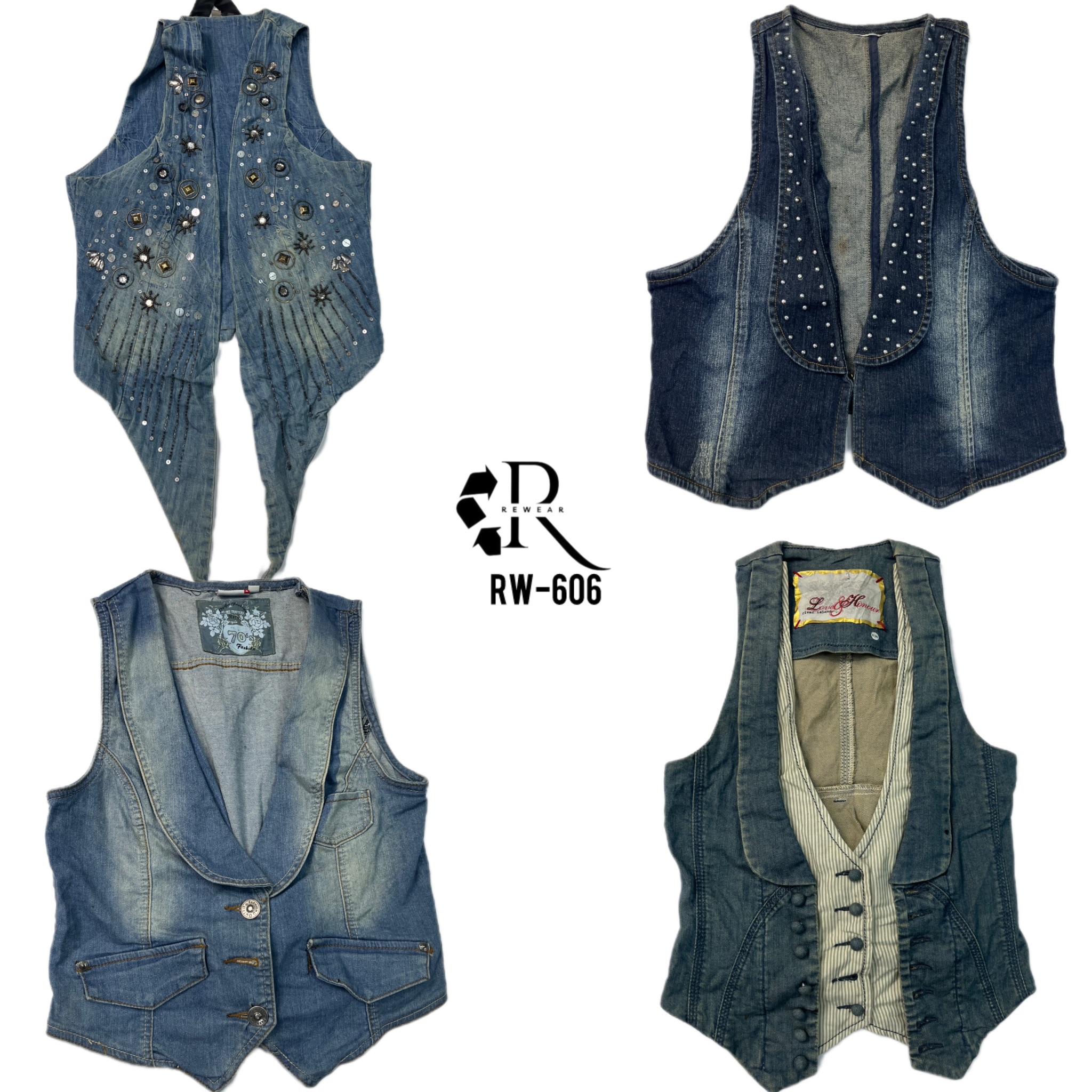 Y2K Unique Retro Style Denim Waist Coat (RW-606)